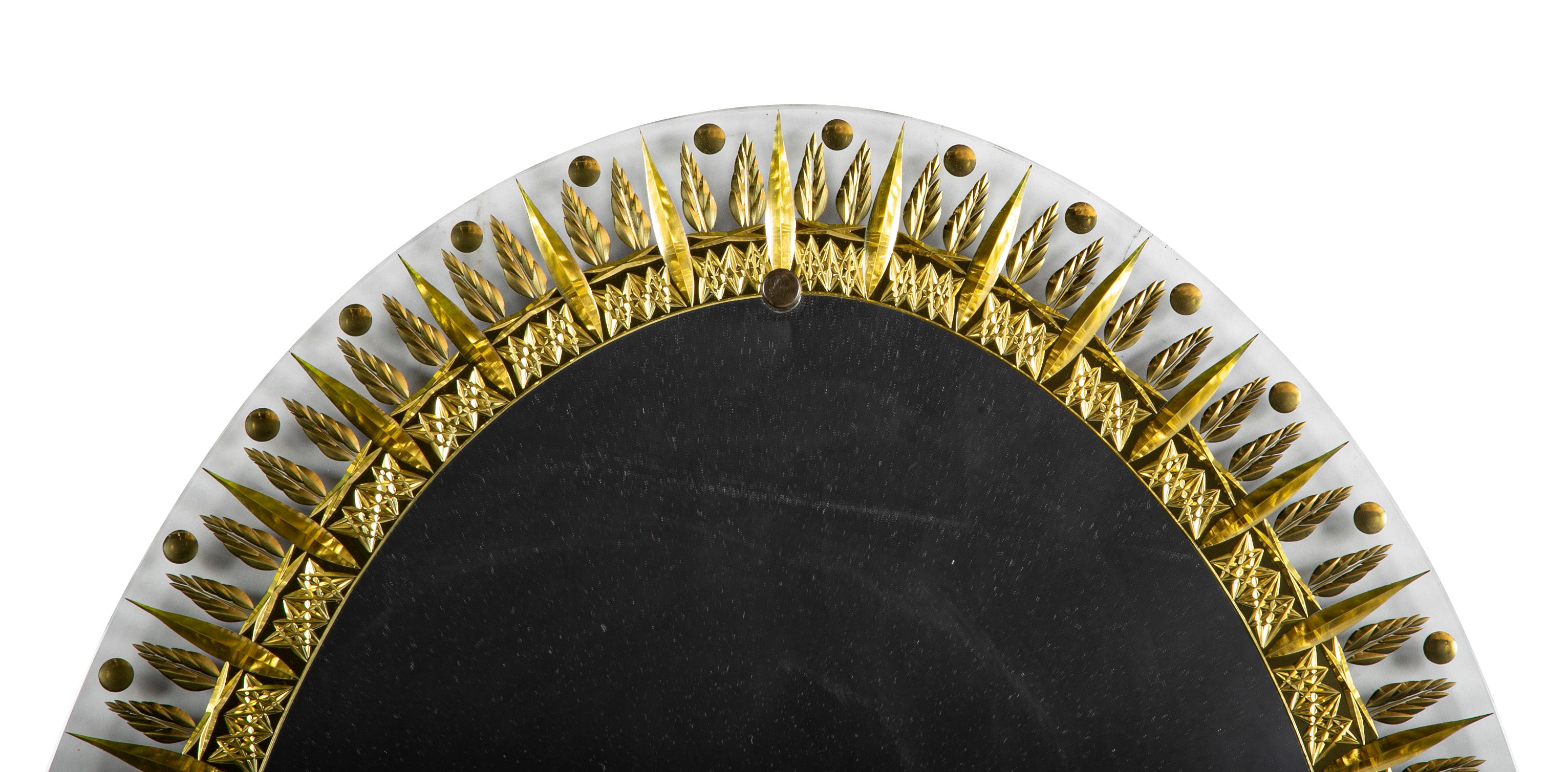 Cristal Arte Oval Eglomise Mirror with Gilt Leaf Decor