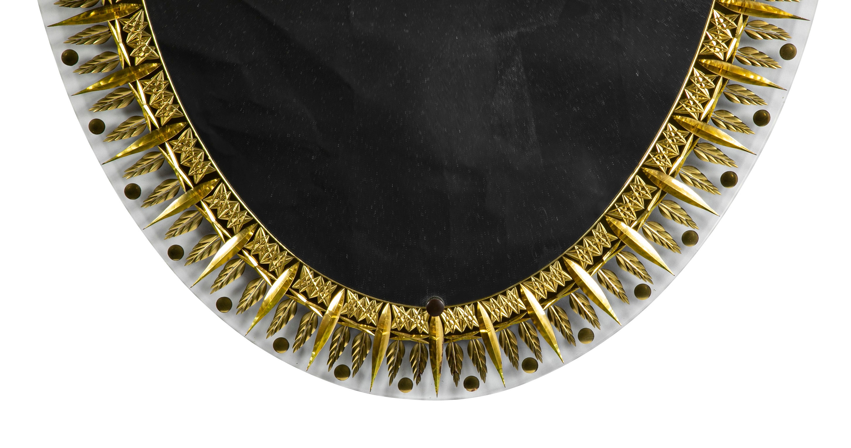 Cristal Arte Oval Eglomise Mirror with Gilt Leaf Decor