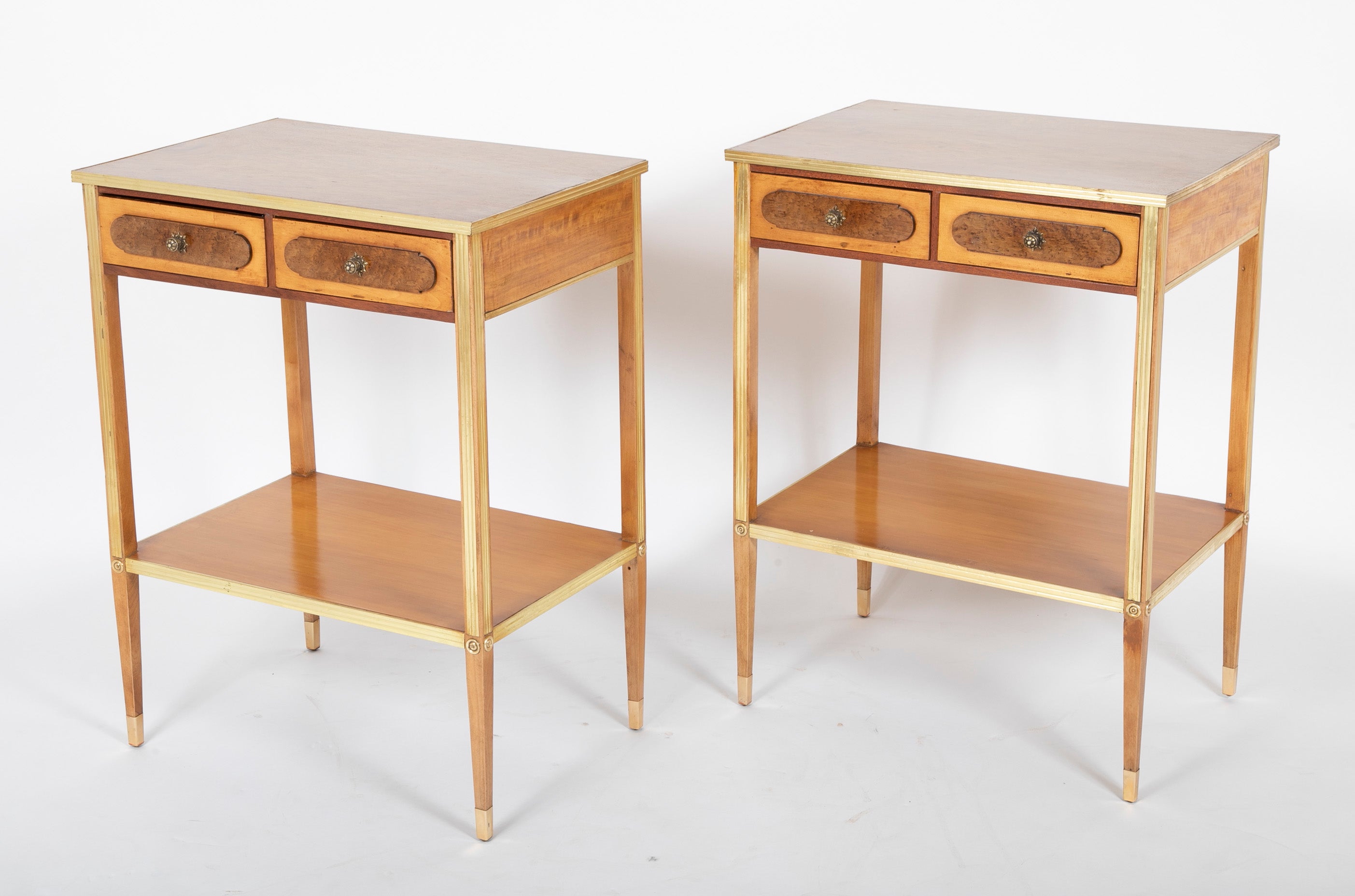 Pair of Burl Two Drawer Baltic Side Tables