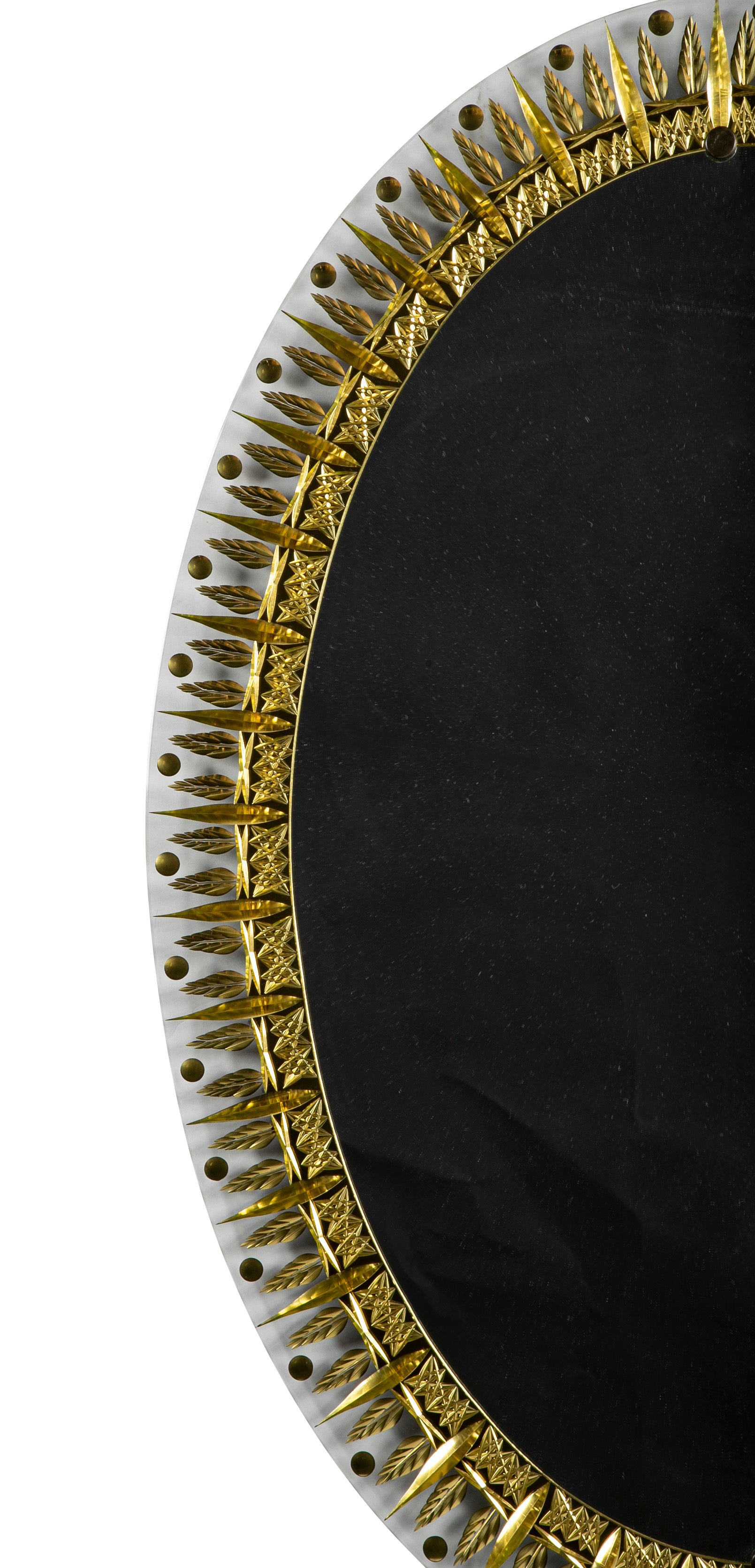 Cristal Arte Oval Eglomise Mirror with Gilt Leaf Decor