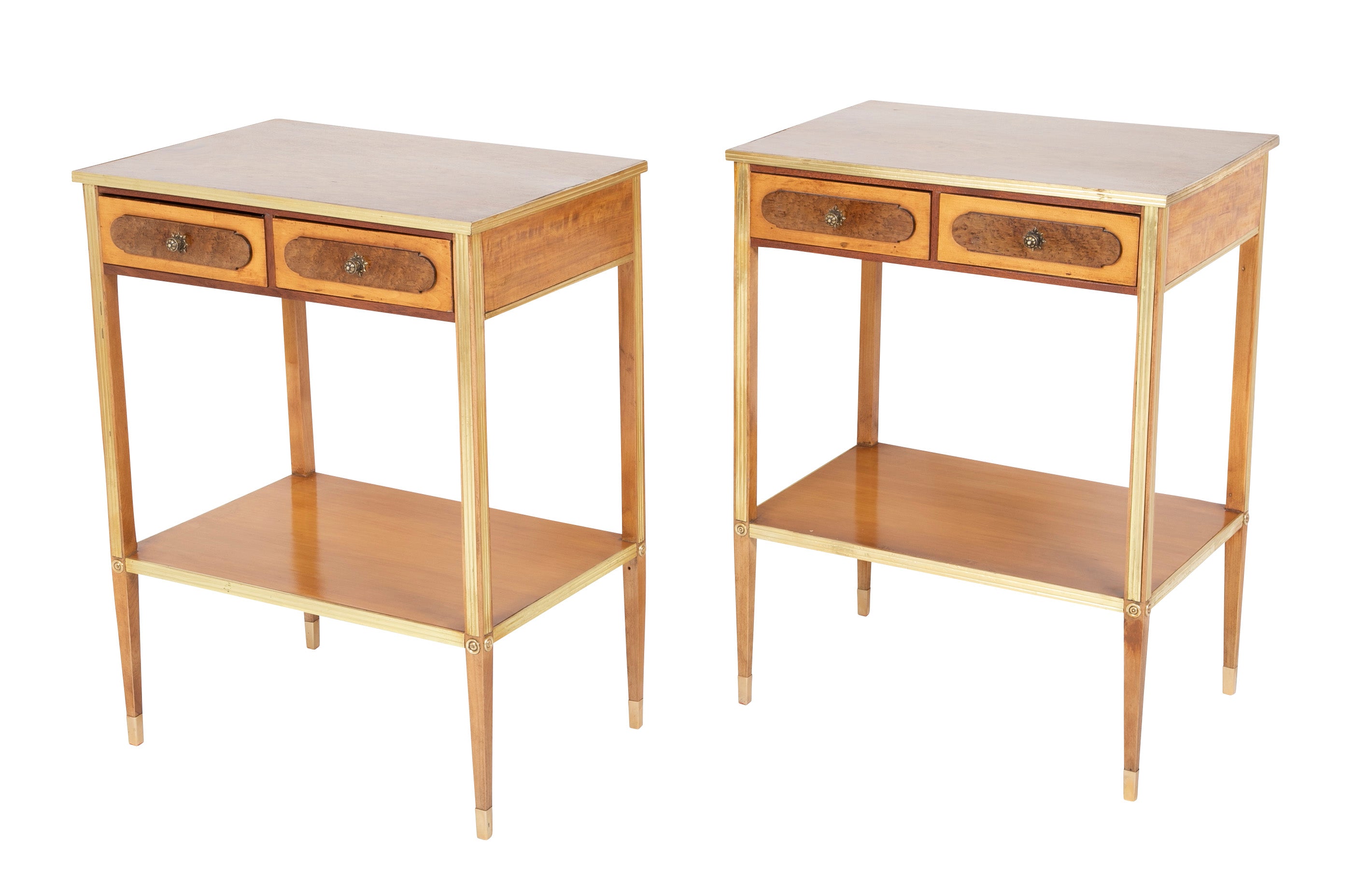 Pair of Burl Two Drawer Baltic Side Tables