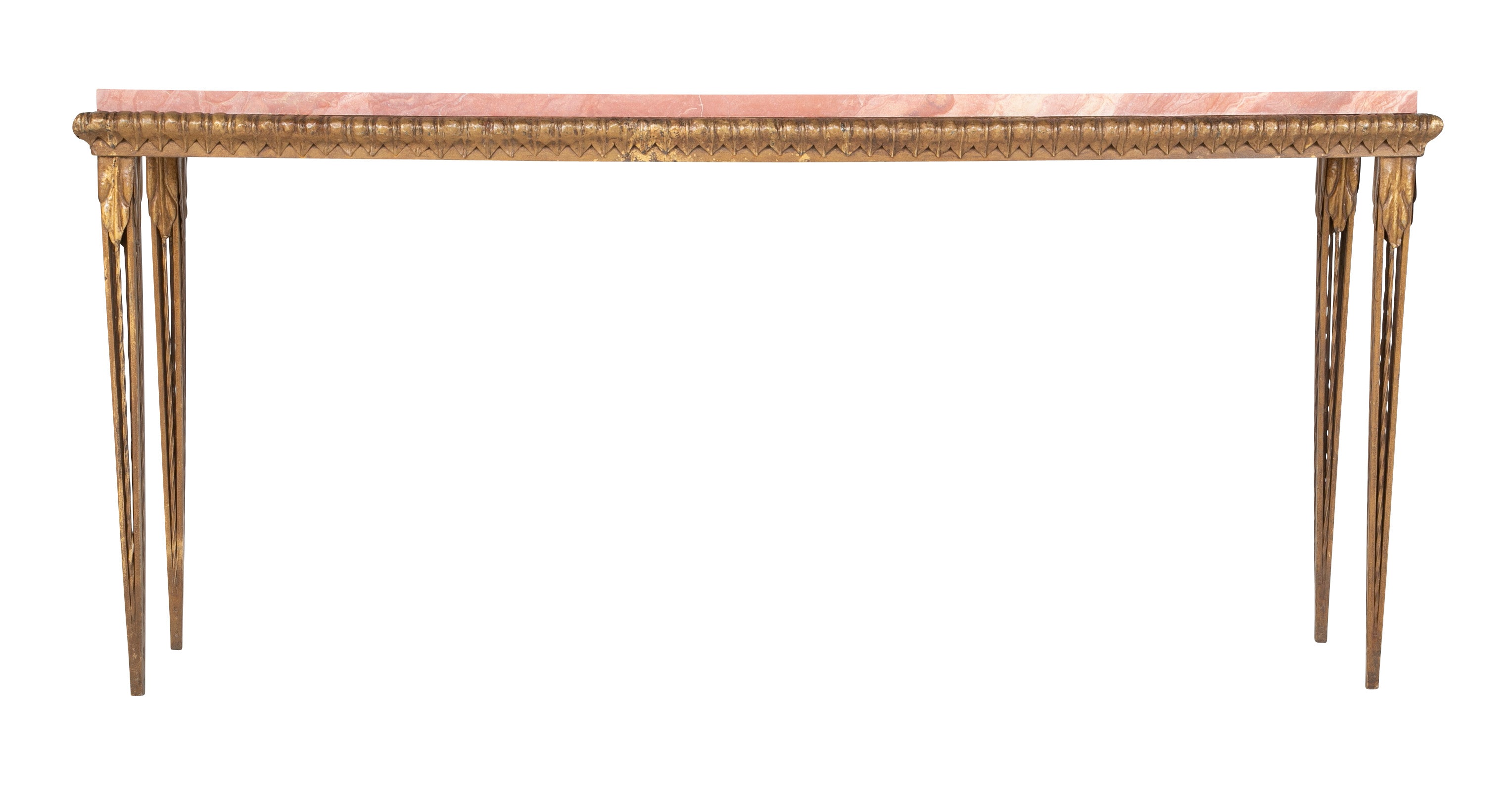Gilt Metal and Marble Console Table in the Manner of Gilbert Poillerat