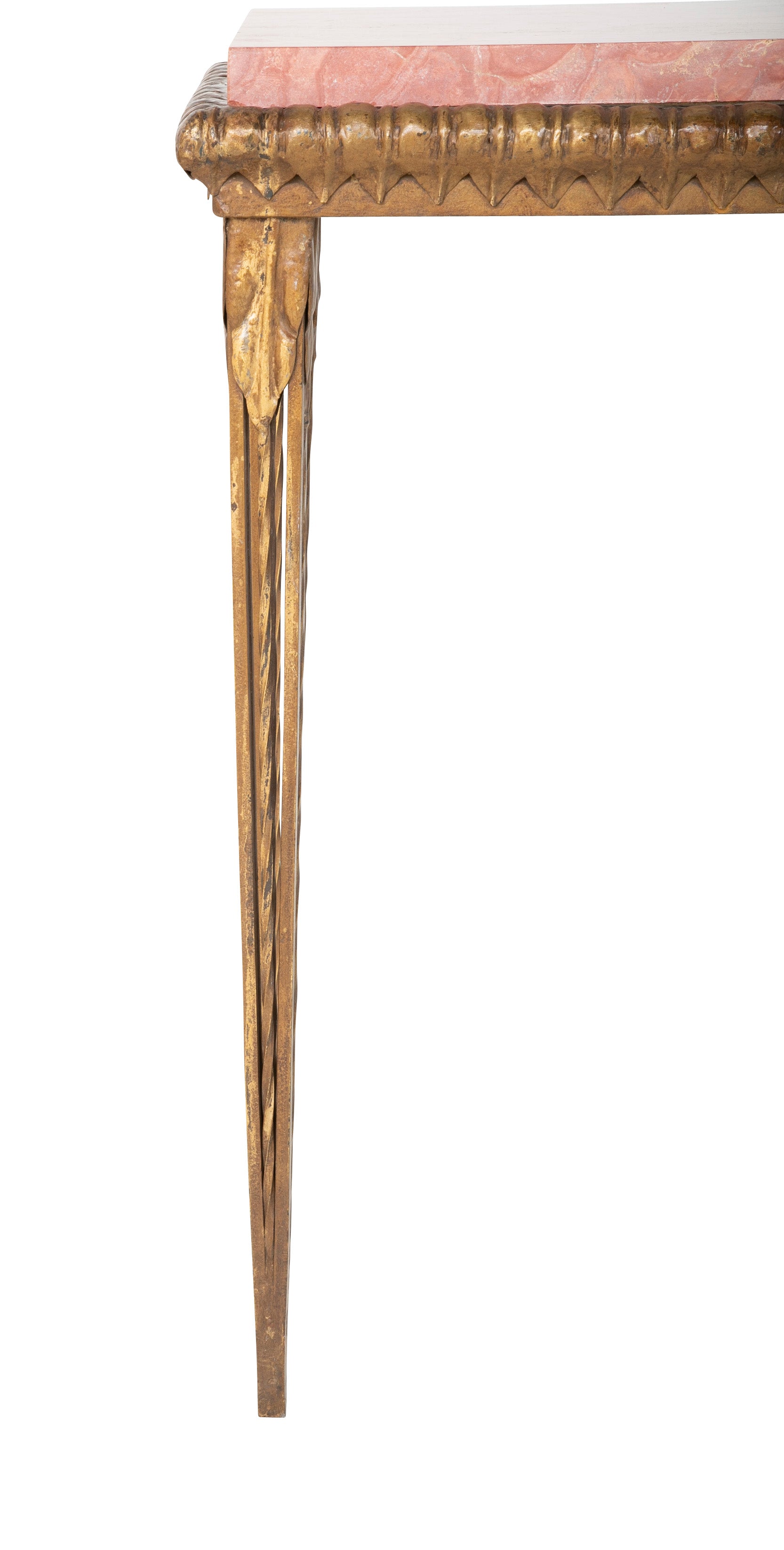 Gilt Metal and Marble Console Table in the Manner of Gilbert Poillerat