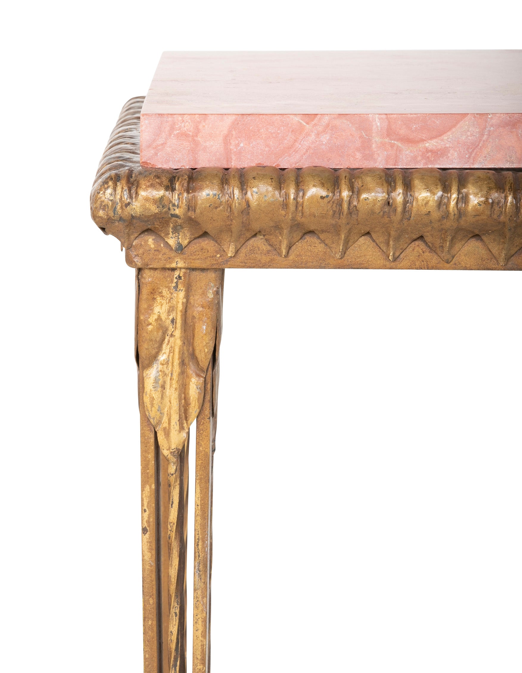 Gilt Metal and Marble Console Table in the Manner of Gilbert Poillerat