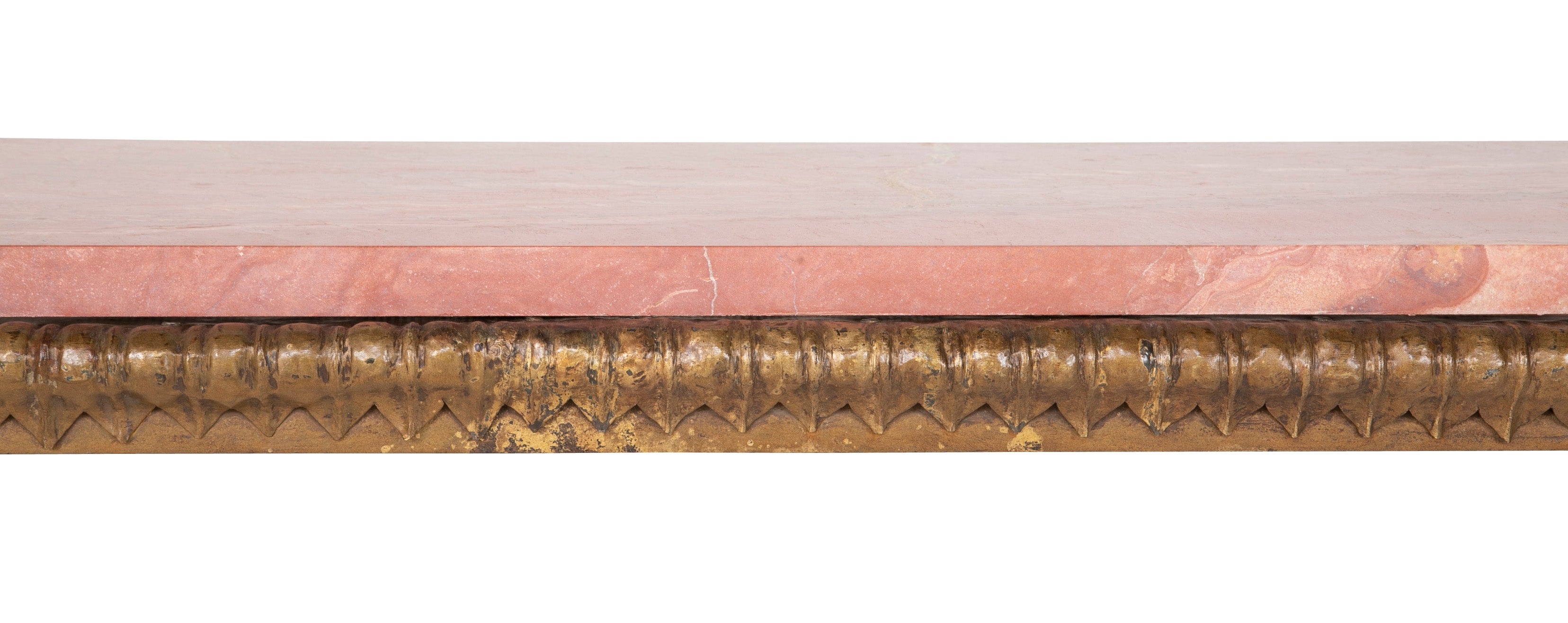 Gilt Metal and Marble Console Table in the Manner of Gilbert Poillerat
