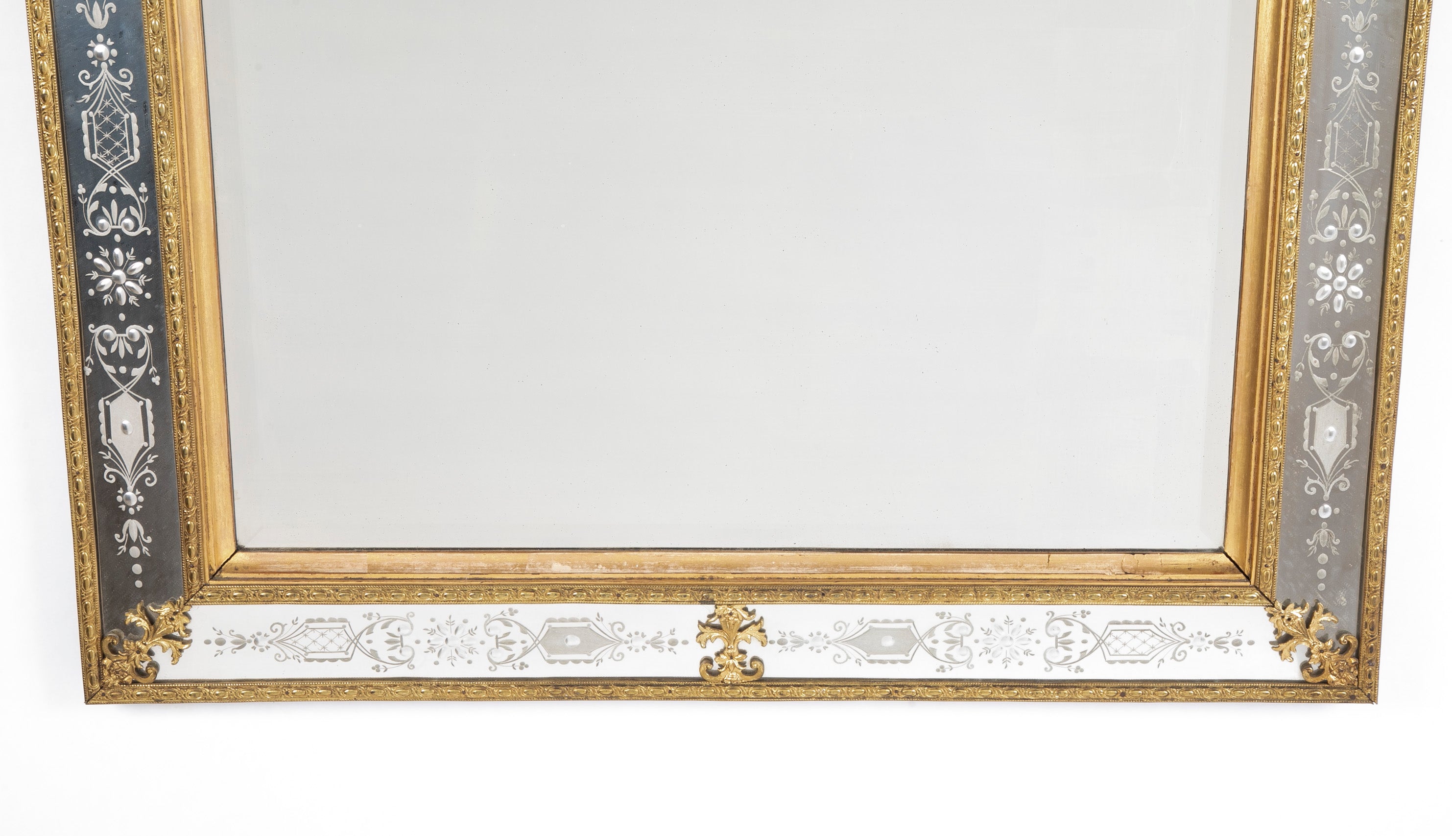 Swedish Etched Glass and Bronze D'ore Mirror in Style of Burchard Precht