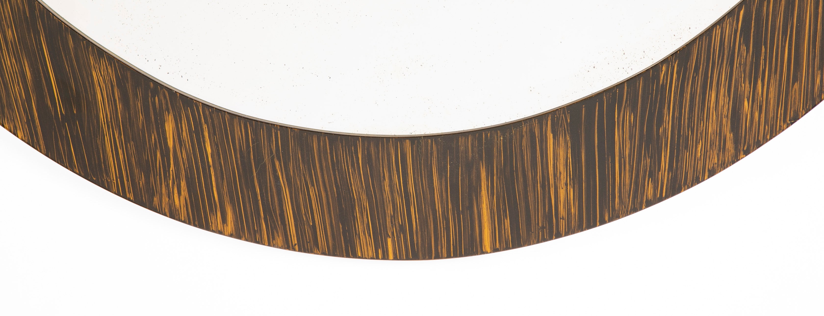 Karl Springer Style Round Mirror With Faux Tigers Eye Lacquered Finish