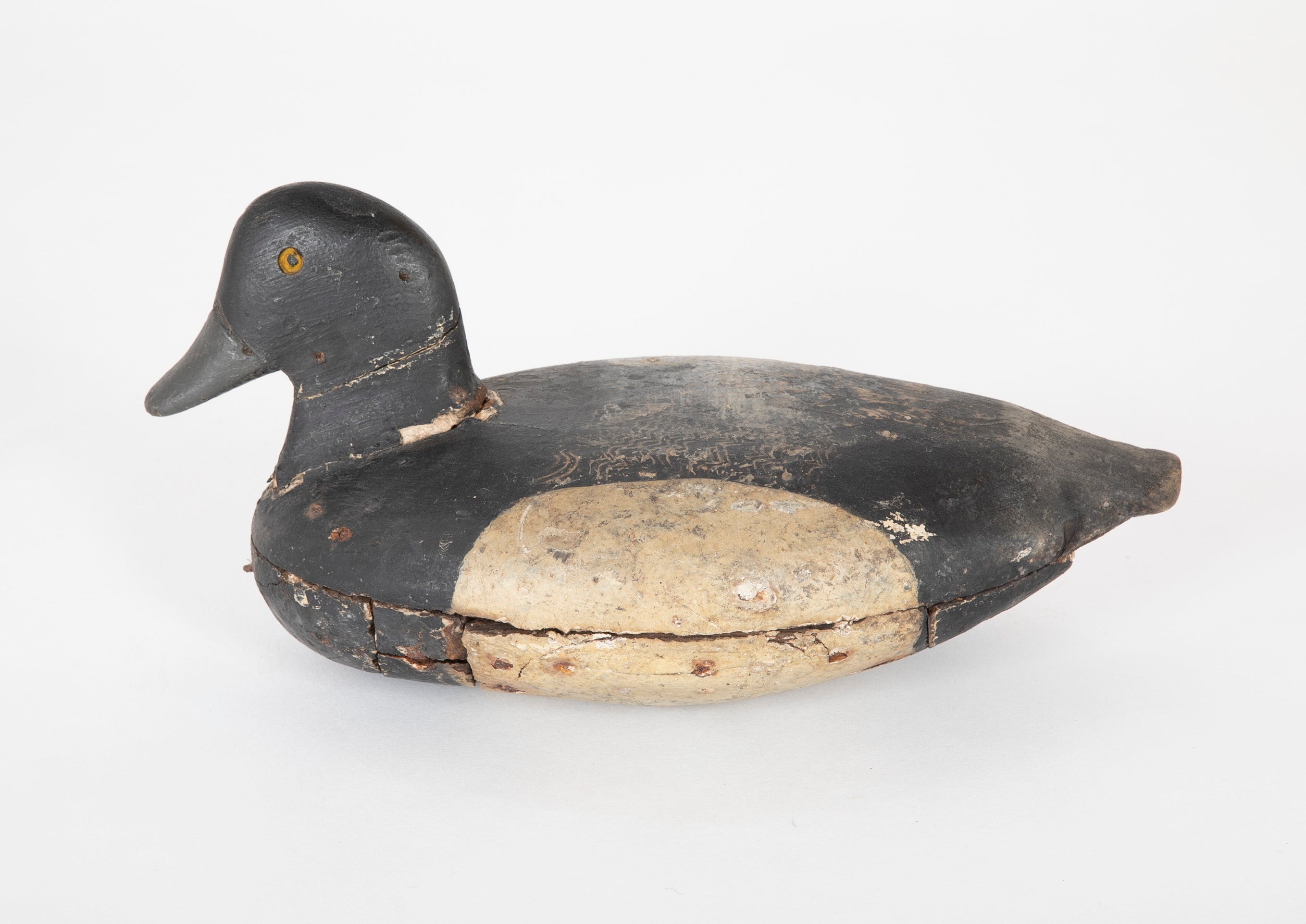 Set of 3 Bluebill Drake Decoy Rig Mates Attributed to Cassius Smith of Connecticut