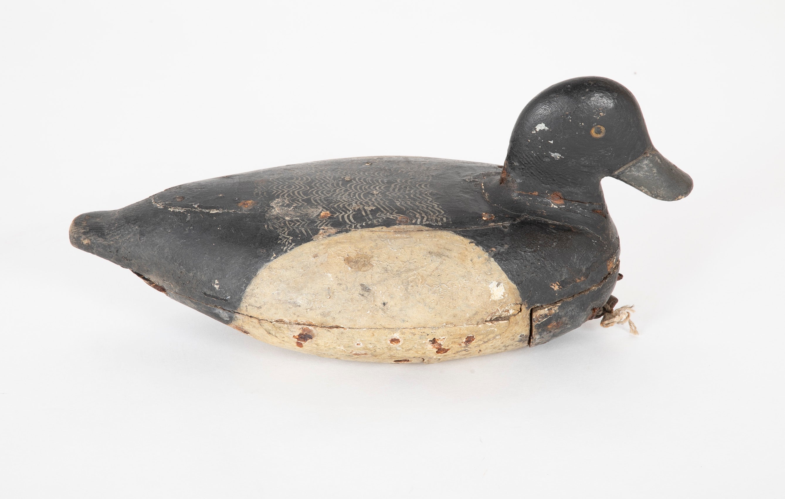 Set of 3 Bluebill Drake Decoy Rig Mates Attributed to Cassius Smith of Connecticut