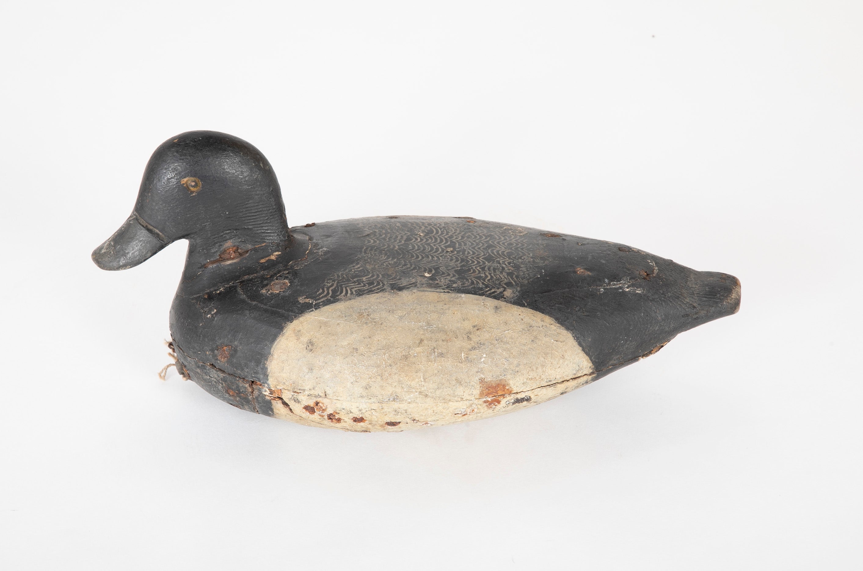 Set of 3 Bluebill Drake Decoy Rig Mates Attributed to Cassius Smith of Connecticut