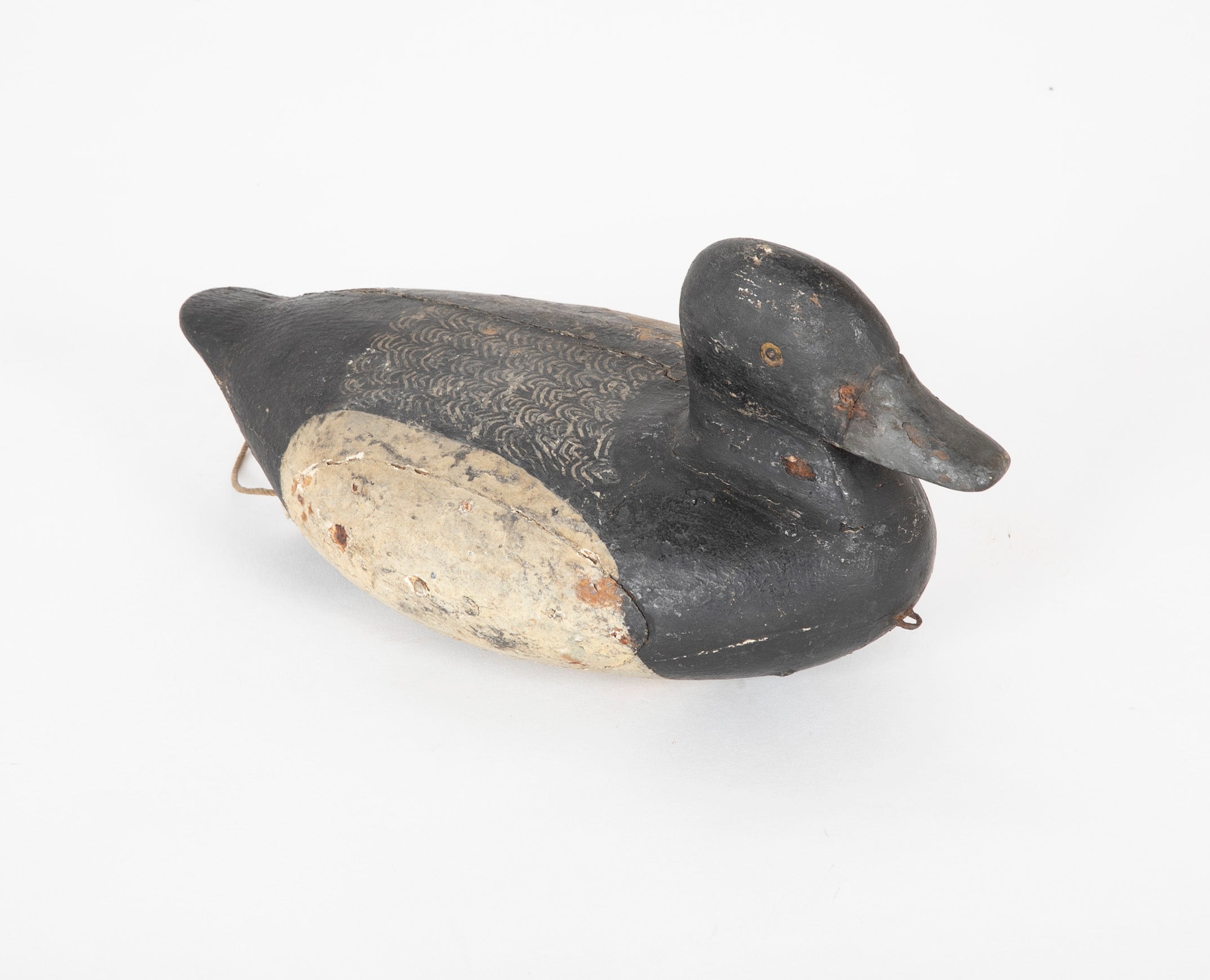 Set of 3 Bluebill Drake Decoy Rig Mates Attributed to Cassius Smith of Connecticut