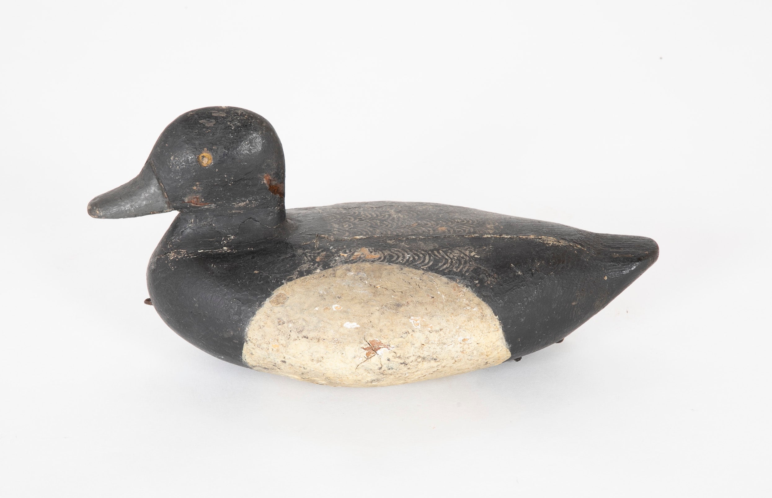 Set of 3 Bluebill Drake Decoy Rig Mates Attributed to Cassius Smith of Connecticut