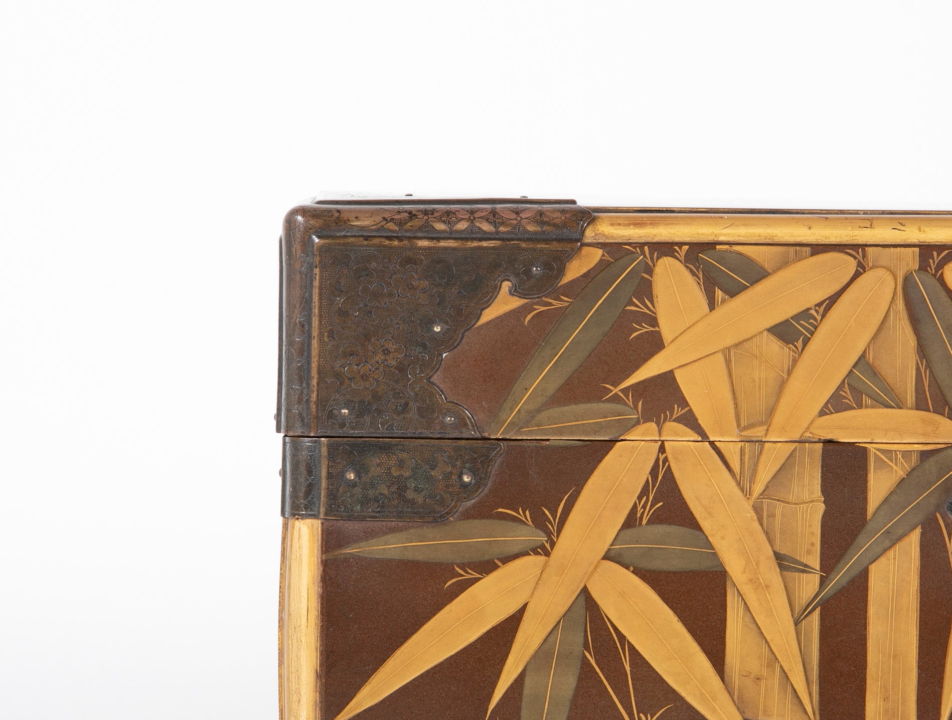 Japanese Edo Period Fabric Chest on Later Gilt Stand