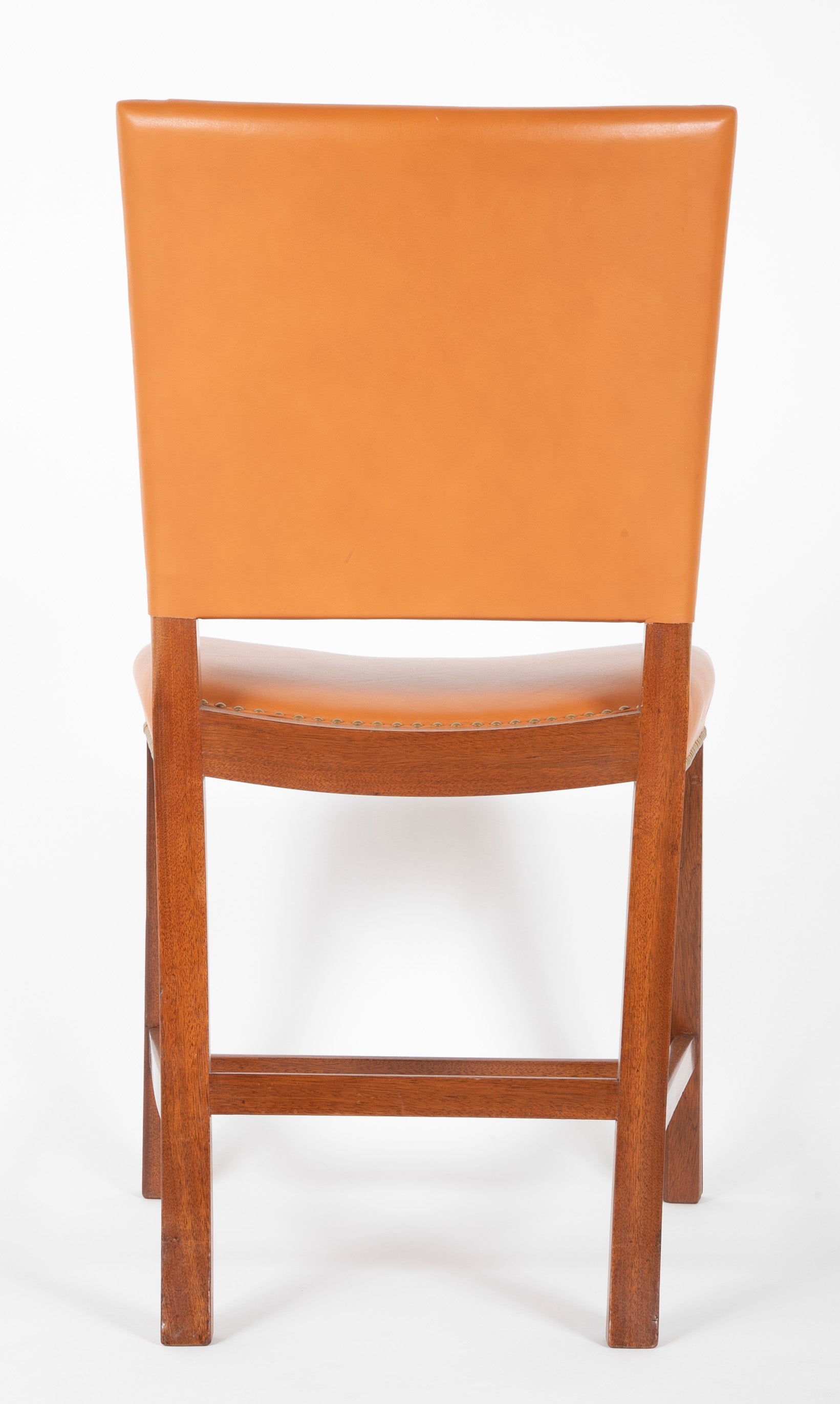 "The Red Chair" Mahogany & Leather Side Chair Model 3949 Designed by Kaare Klint