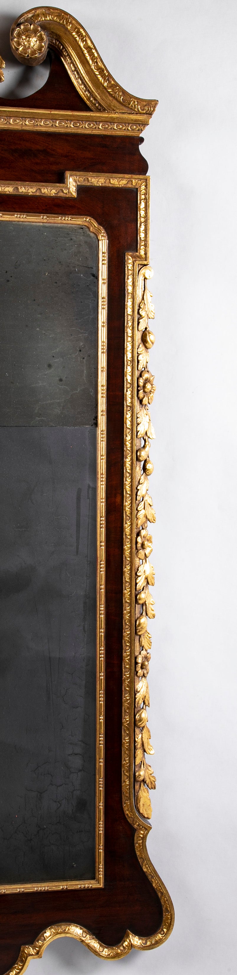Mid 18th Century Mahogany & Parcel Gilt Mirror