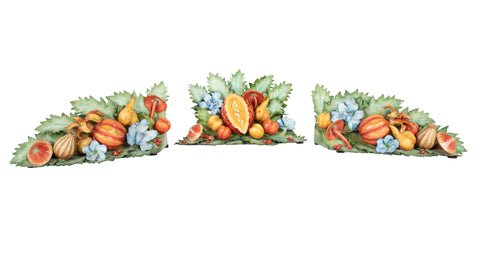 Large 3 Part Porcelain Garniture Set with Fruit, Flowers & Vegetables by Katherine Houston