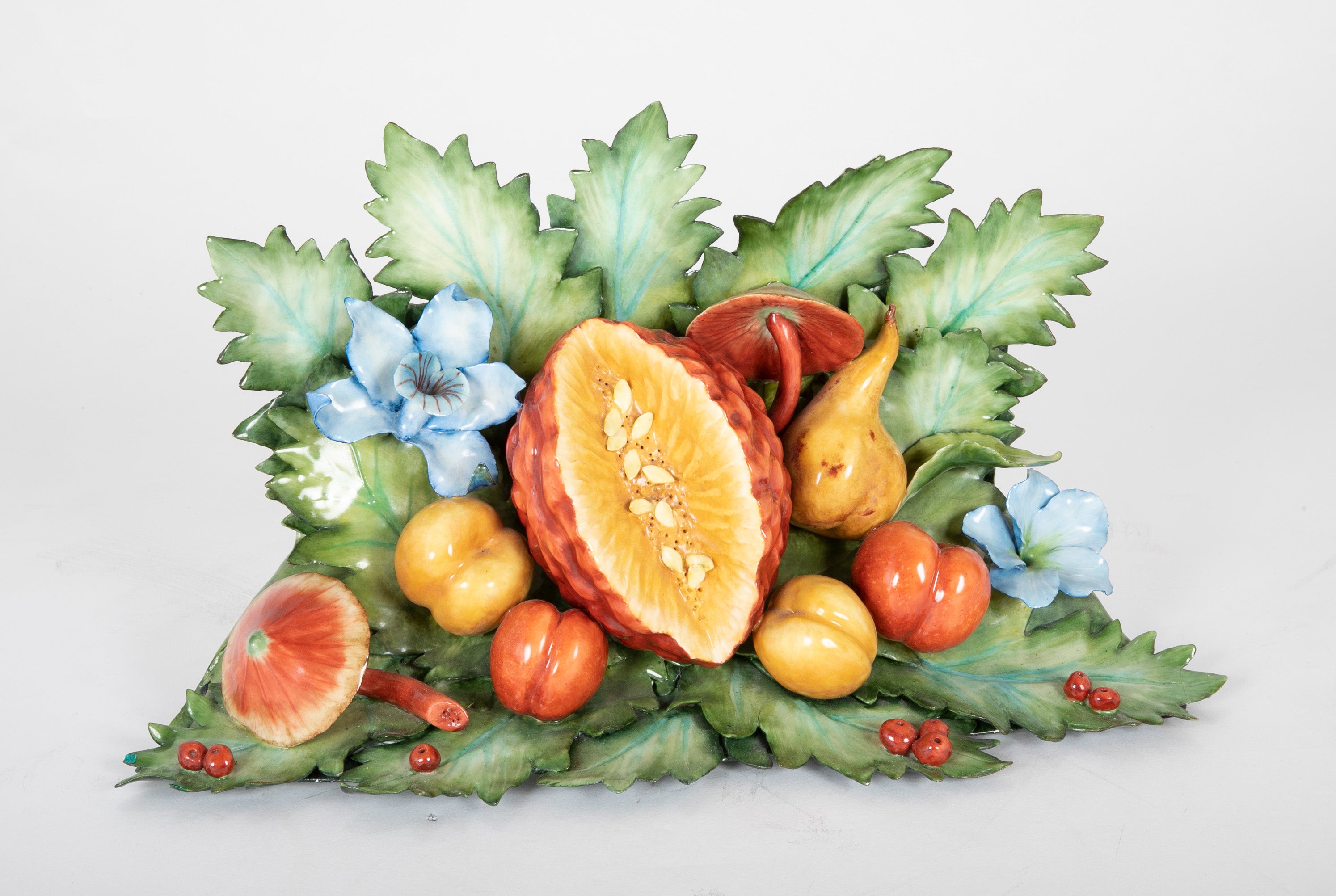 Large 3 Part Porcelain Garniture Set with Fruit, Flowers & Vegetables by Katherine Houston