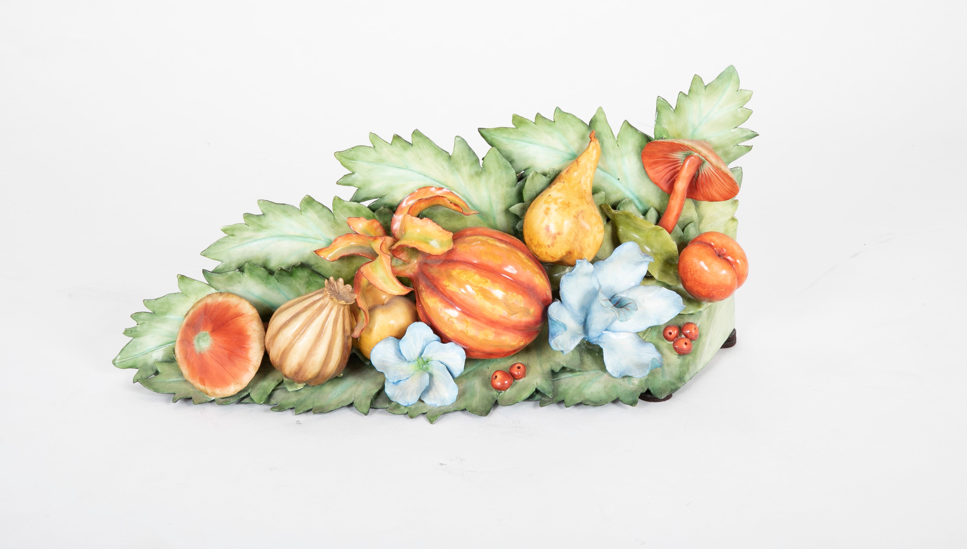 Large 3 Part Porcelain Garniture Set with Fruit, Flowers & Vegetables by Katherine Houston