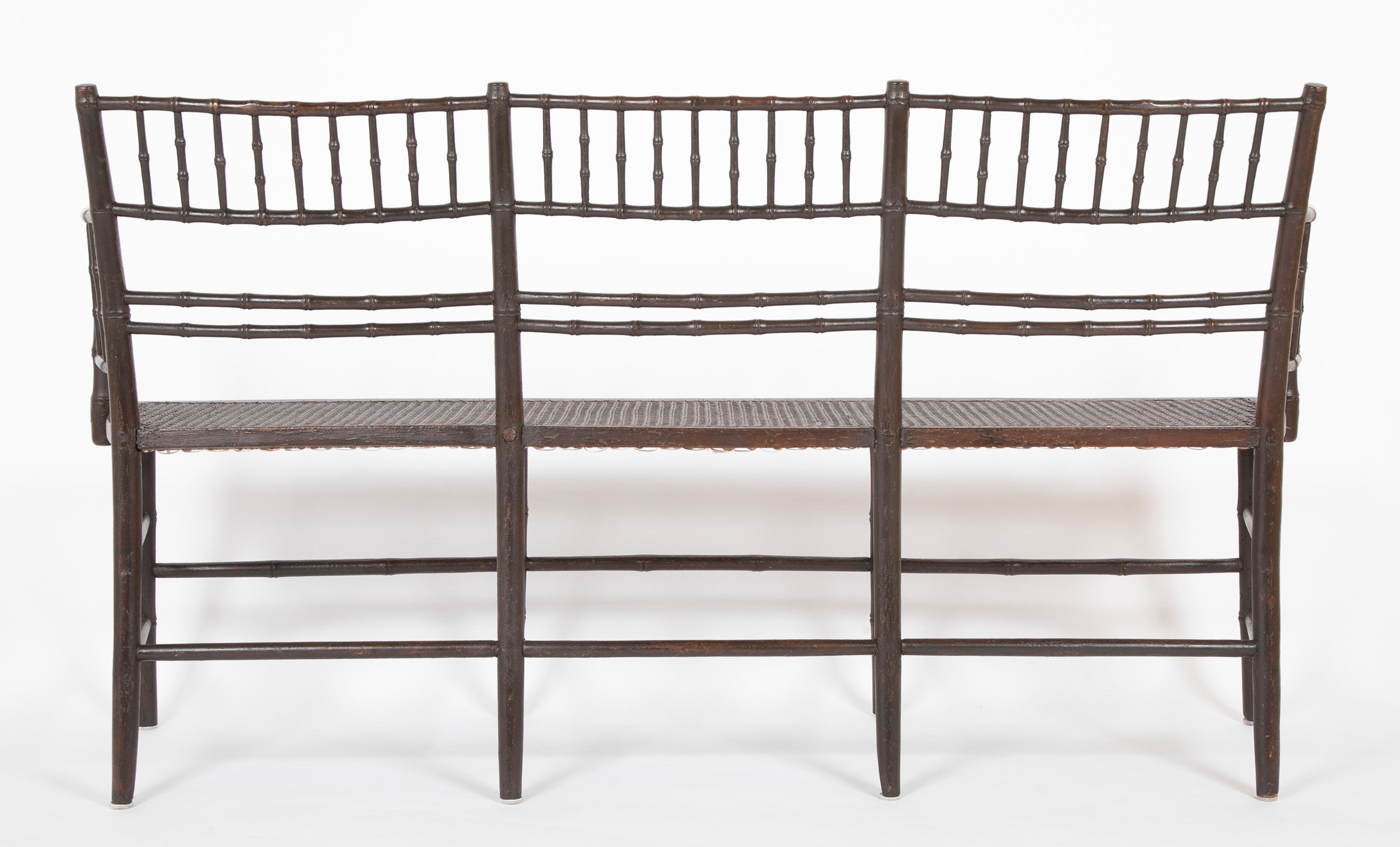 American Three Seat Sheraton Spindle Back Bench