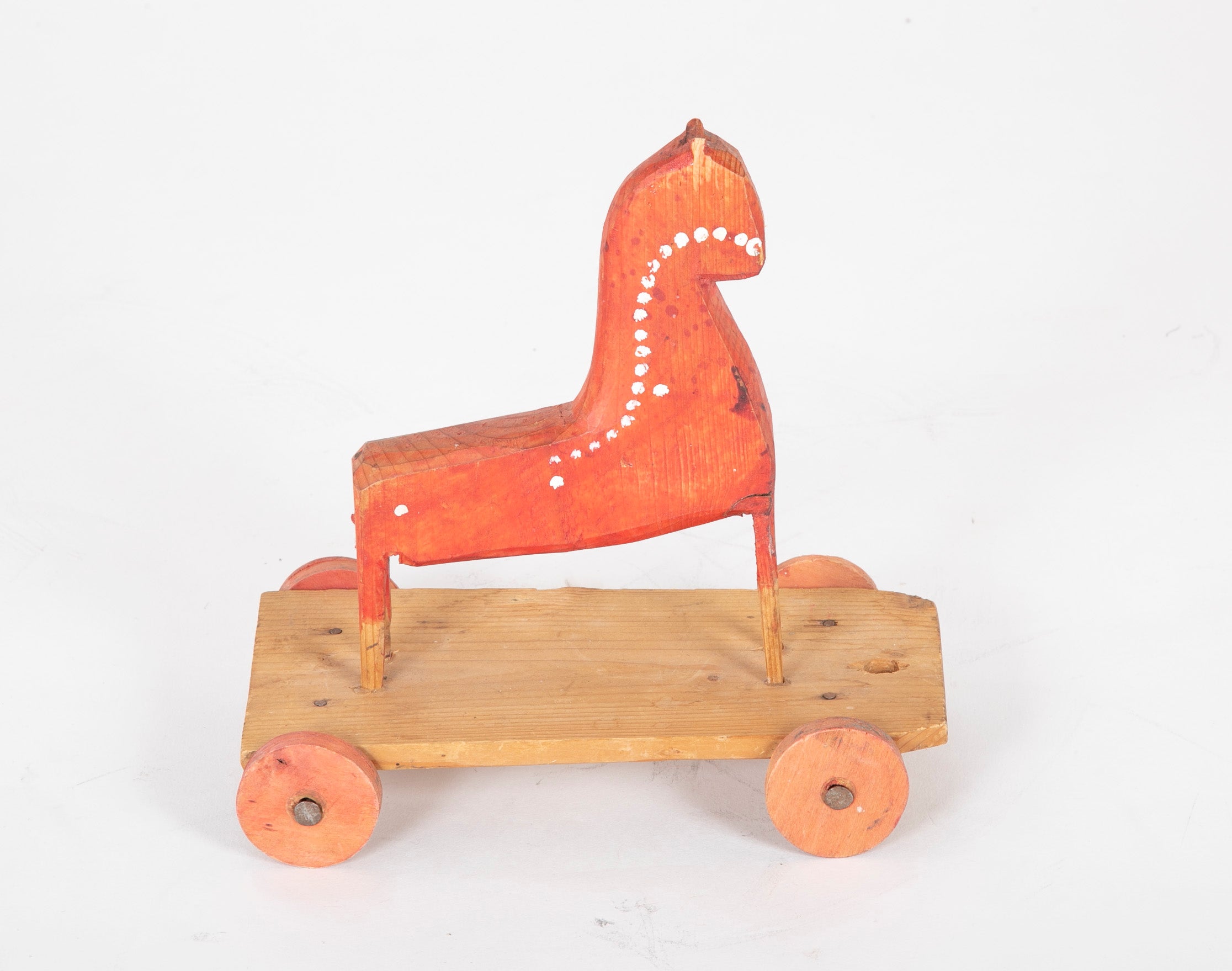 Early 20th Century Pull Toy Horse in Red & White Paint