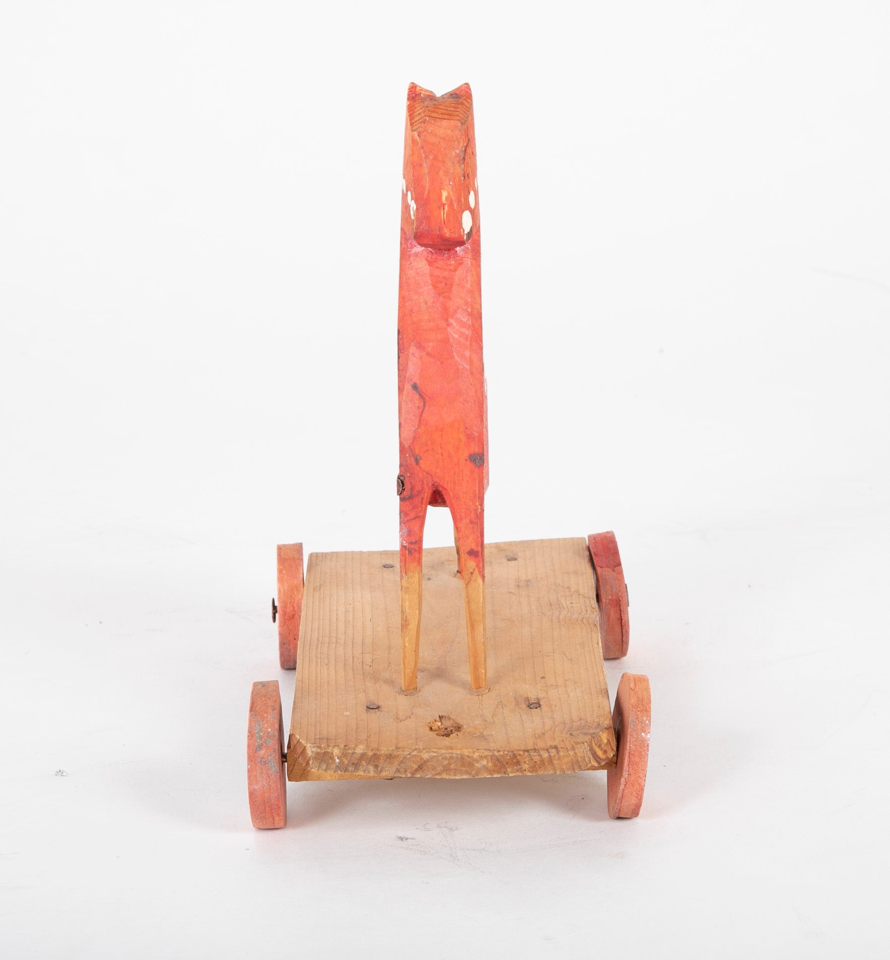 Early 20th Century Pull Toy Horse in Red & White Paint