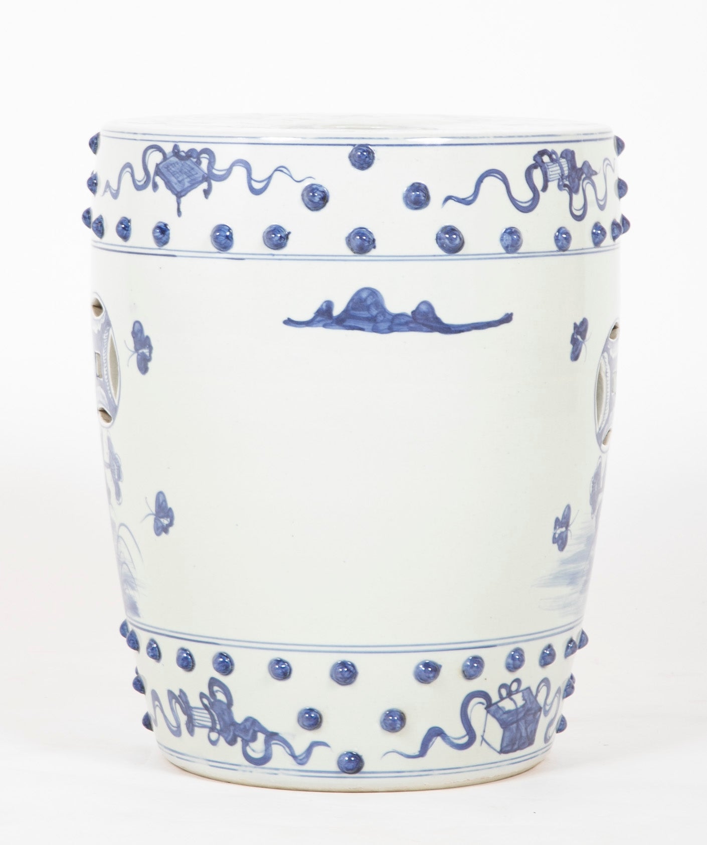 A Pair of Chinese Export Porcelain Stools with Peacock Decor