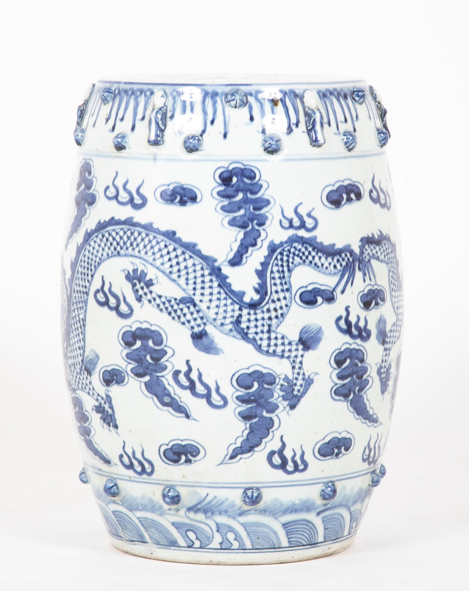 Pair of Chinese Export Blue & White Garden Stools