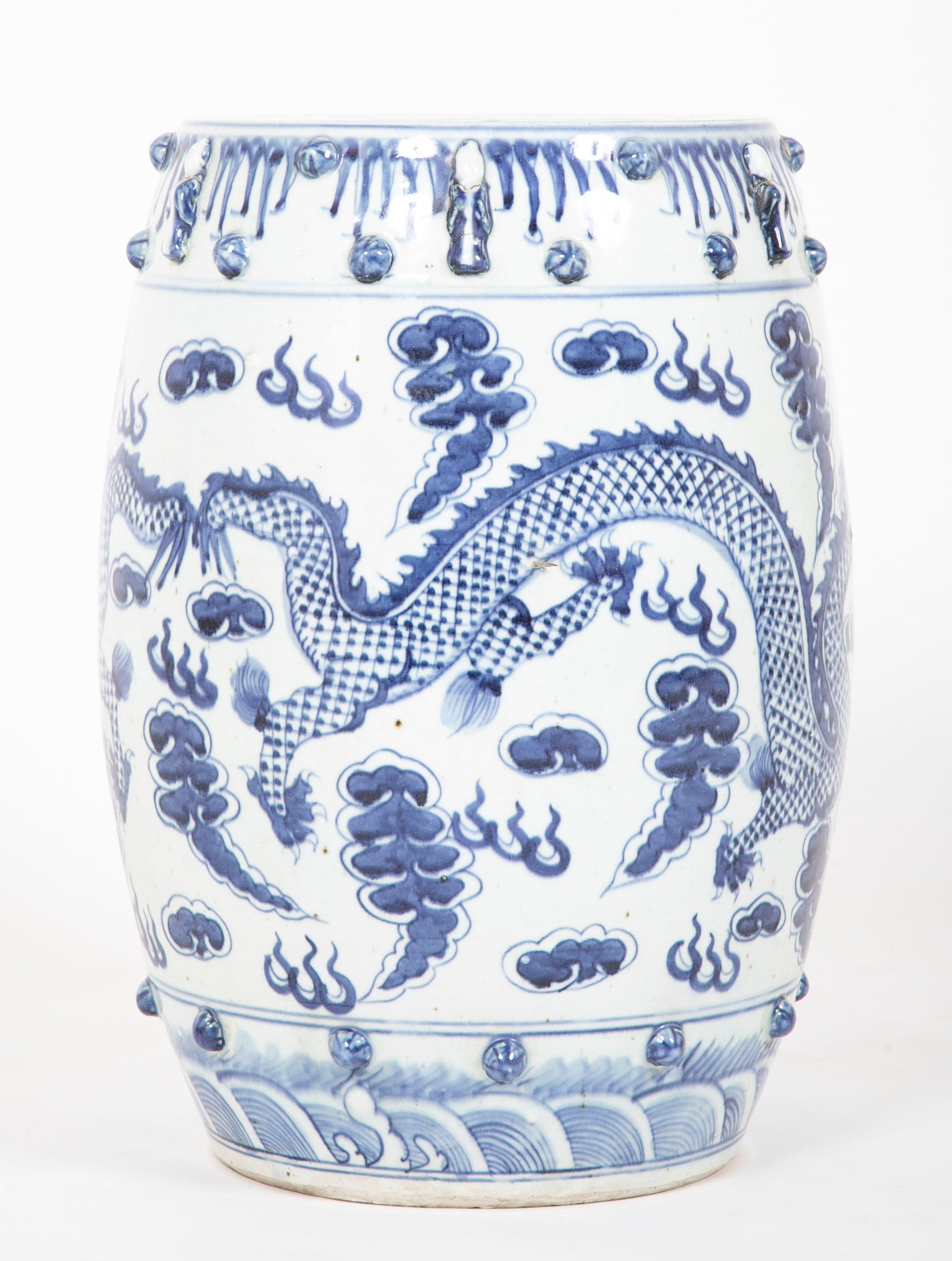 Pair of Chinese Export Blue & White Garden Stools