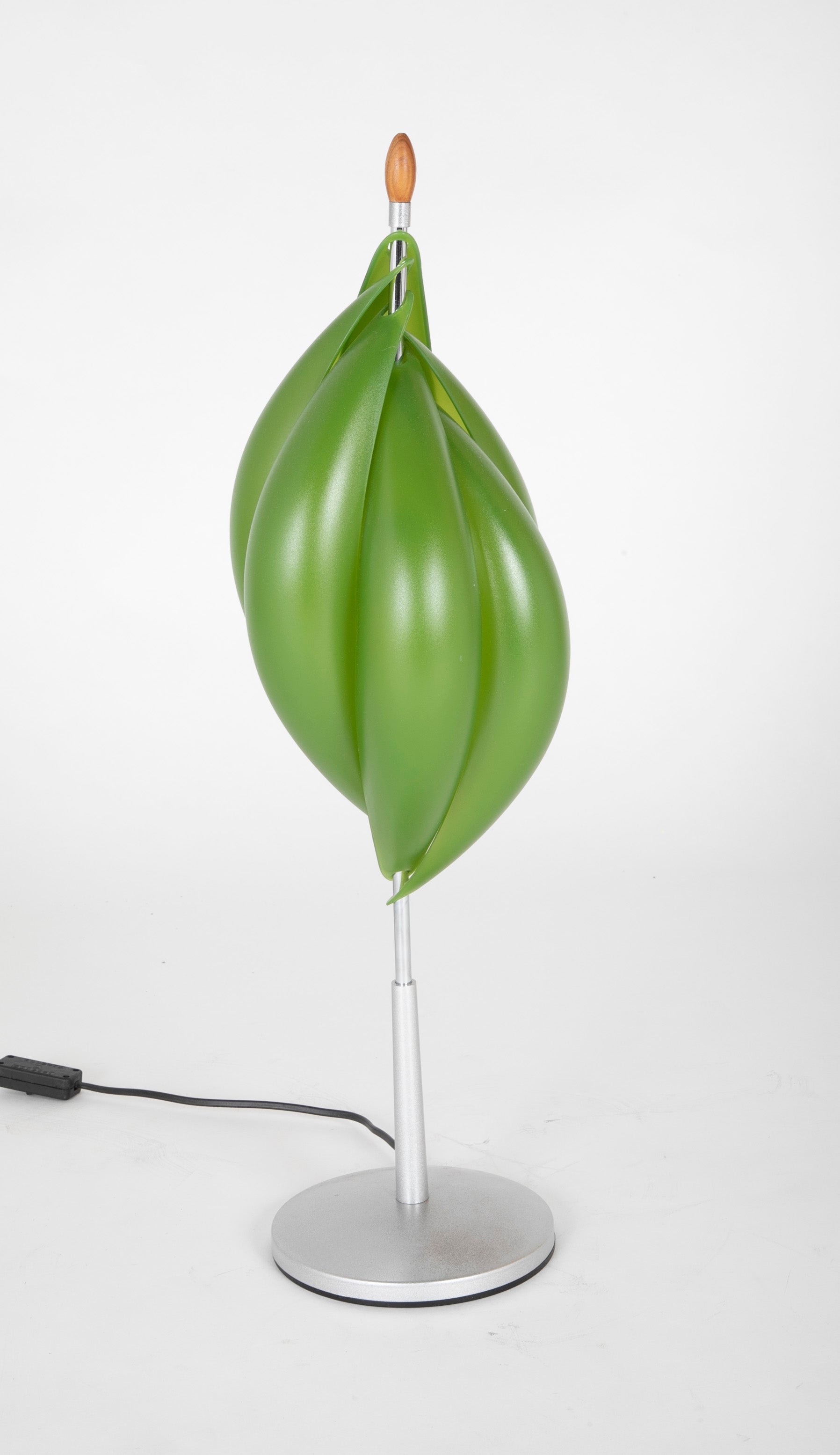 Mid-Century Aluminum Lamps with Avocado Colored Resin Shades