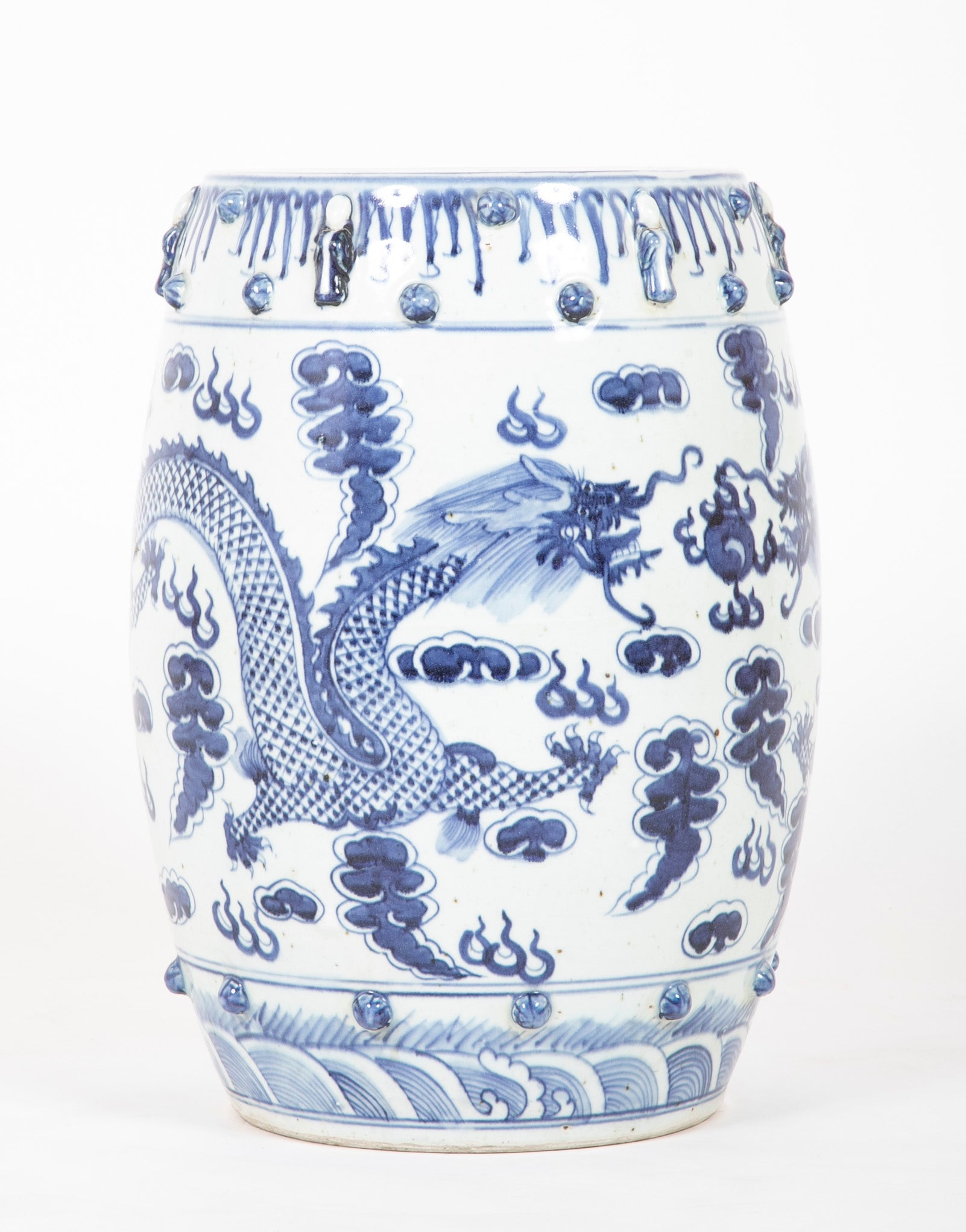 Pair of Chinese Export Blue & White Garden Stools