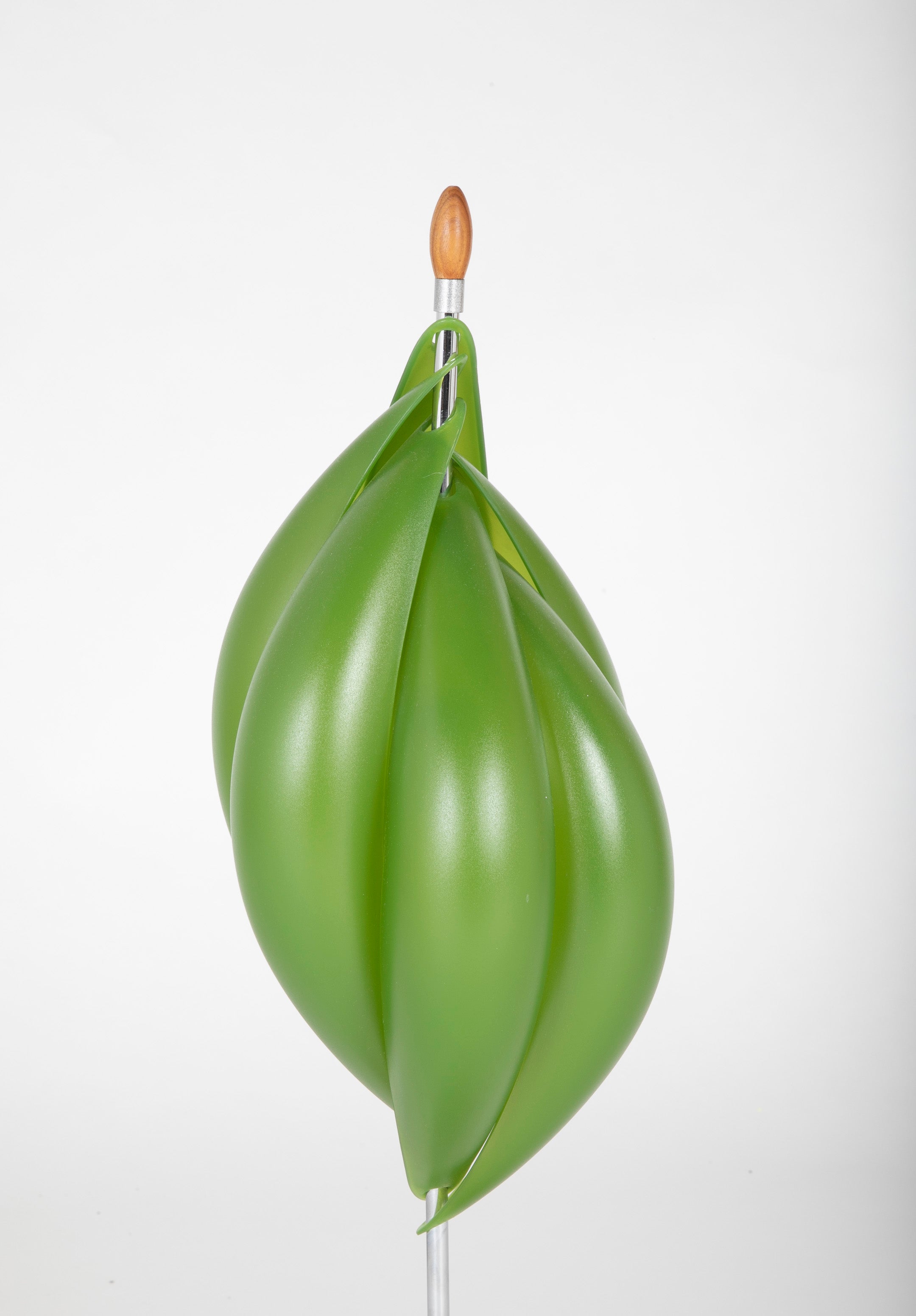 Mid-Century Aluminum Lamps with Avocado Colored Resin Shades