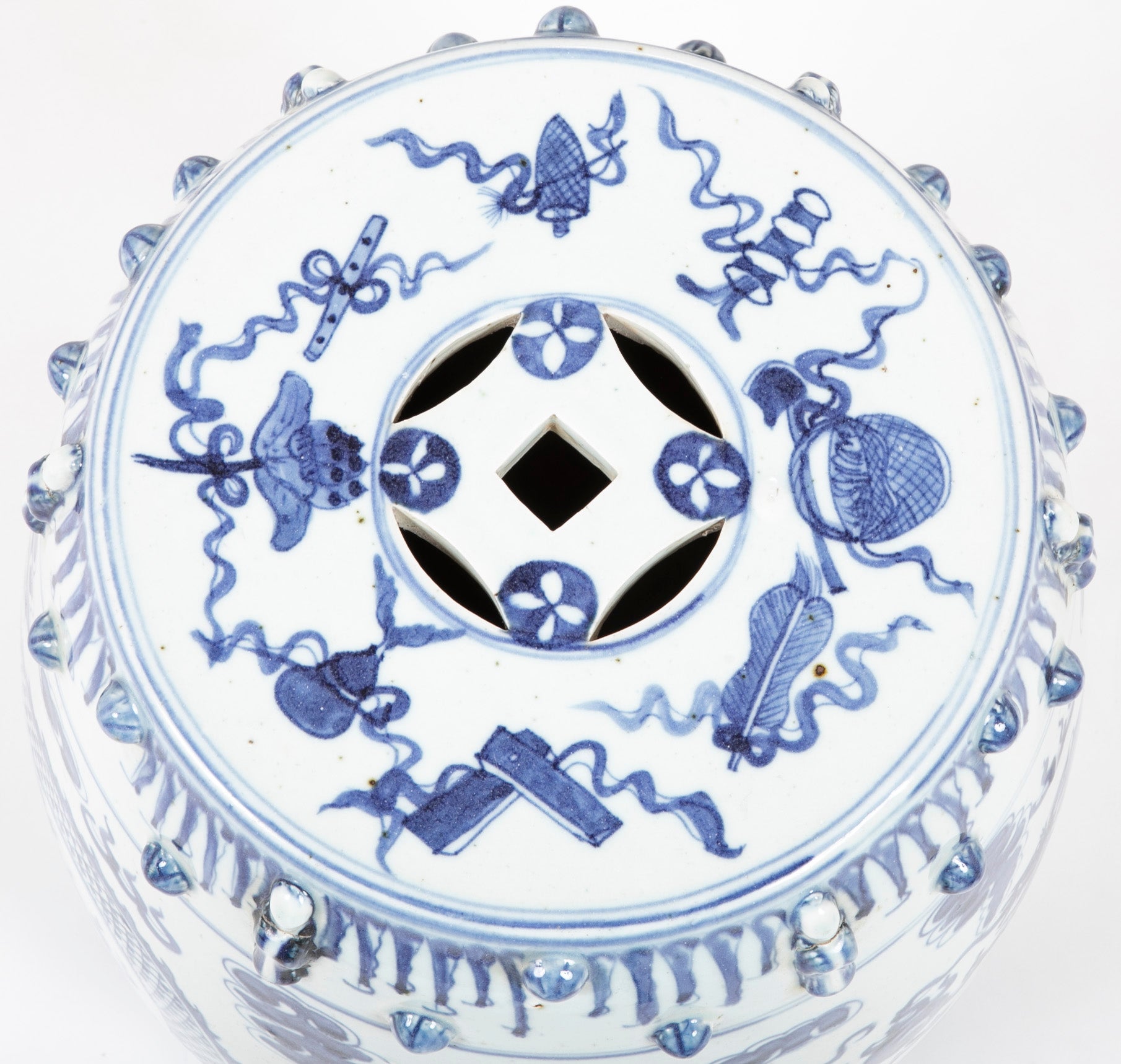 Pair of Chinese Export Blue & White Garden Stools