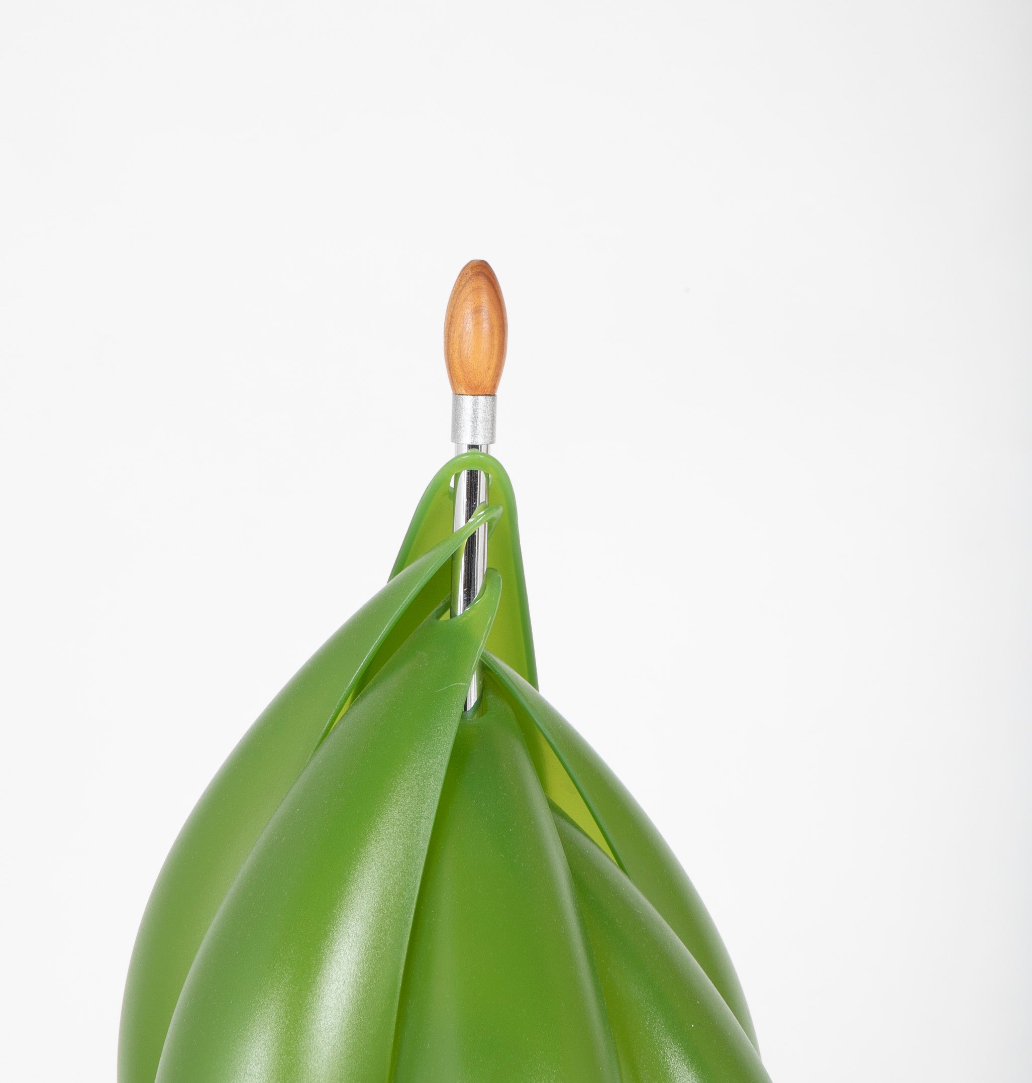 Mid-Century Aluminum Lamps with Avocado Colored Resin Shades