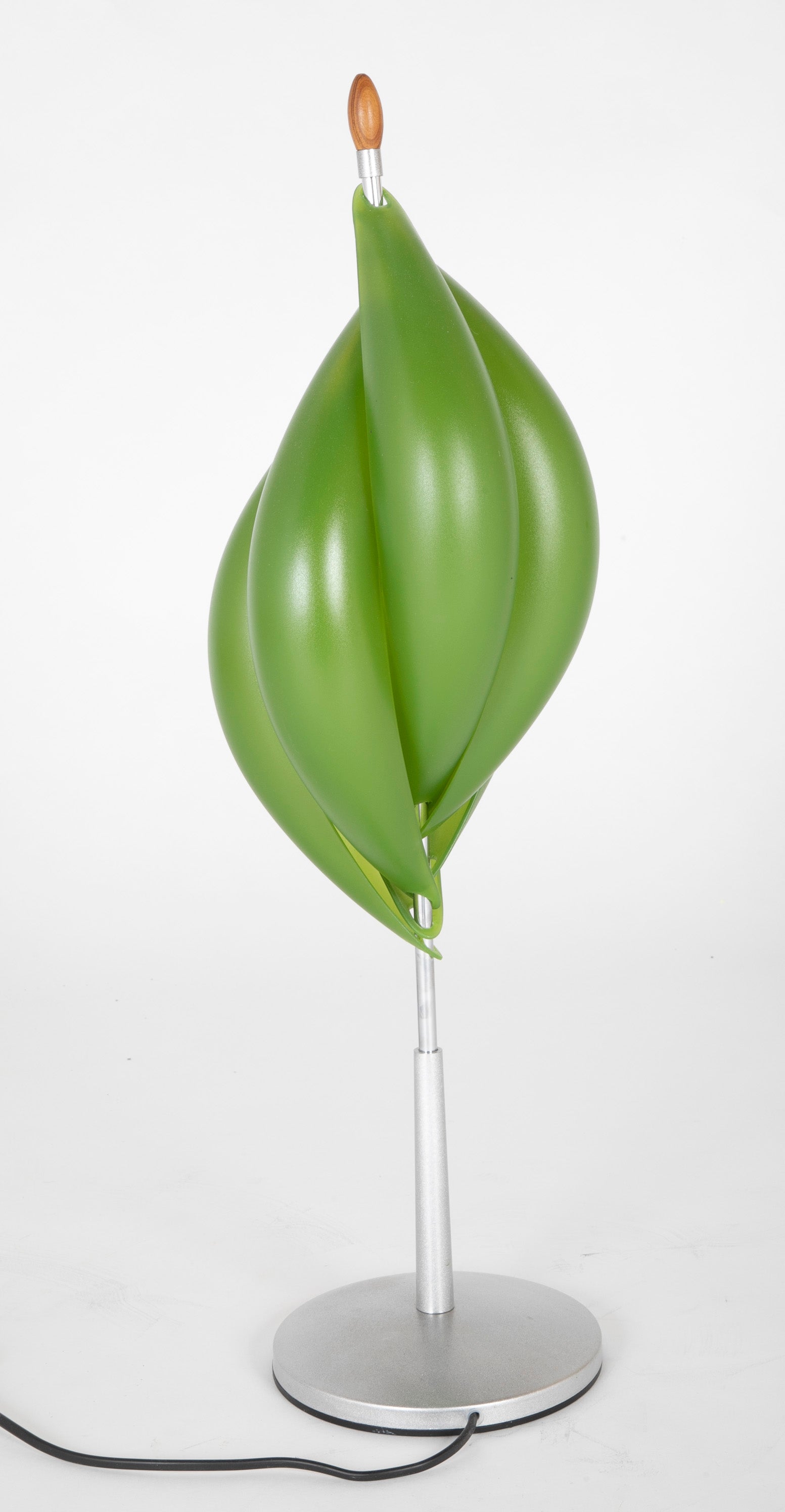 Mid-Century Aluminum Lamps with Avocado Colored Resin Shades