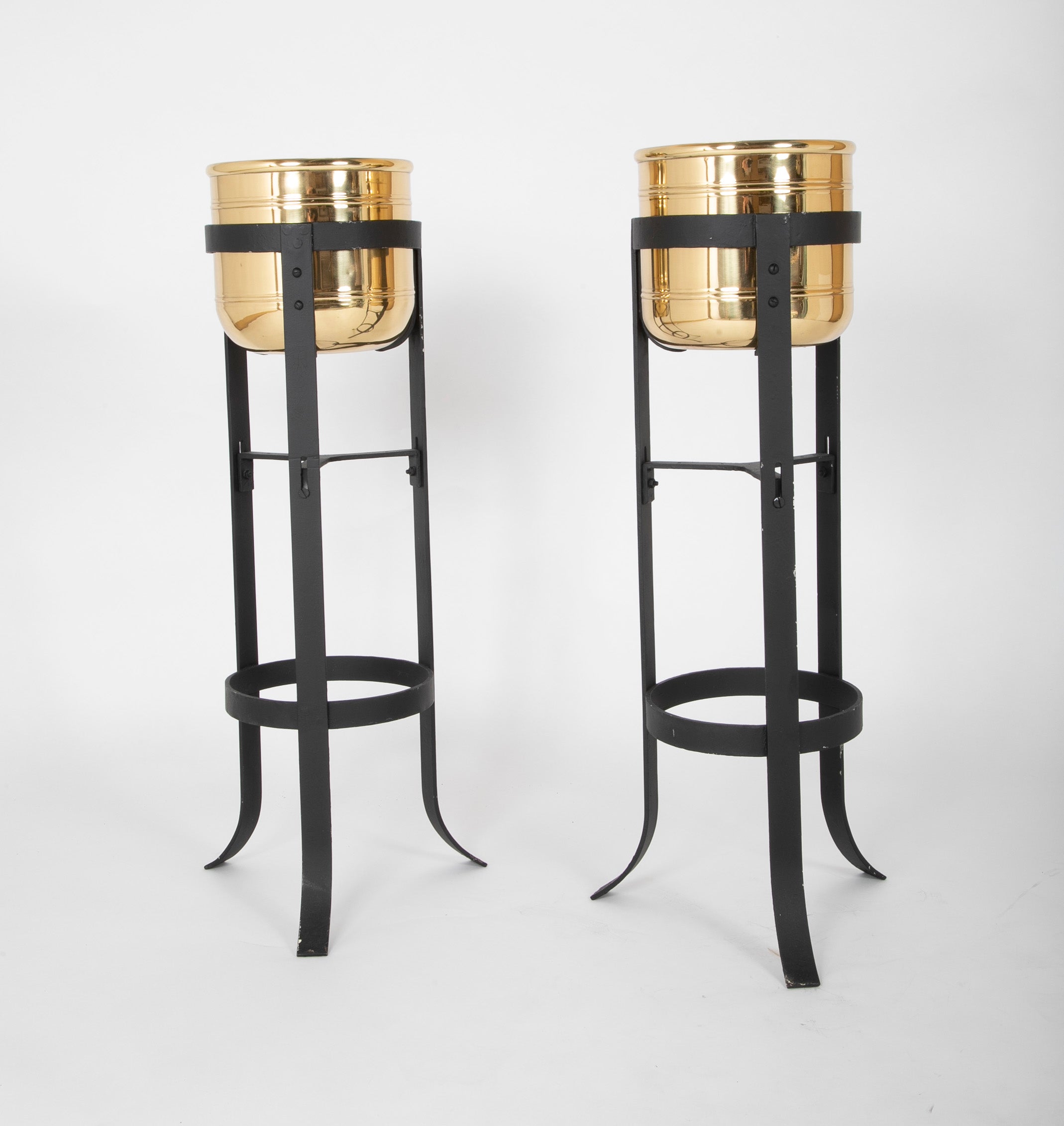A Pair of French Bronze and Iron Planters