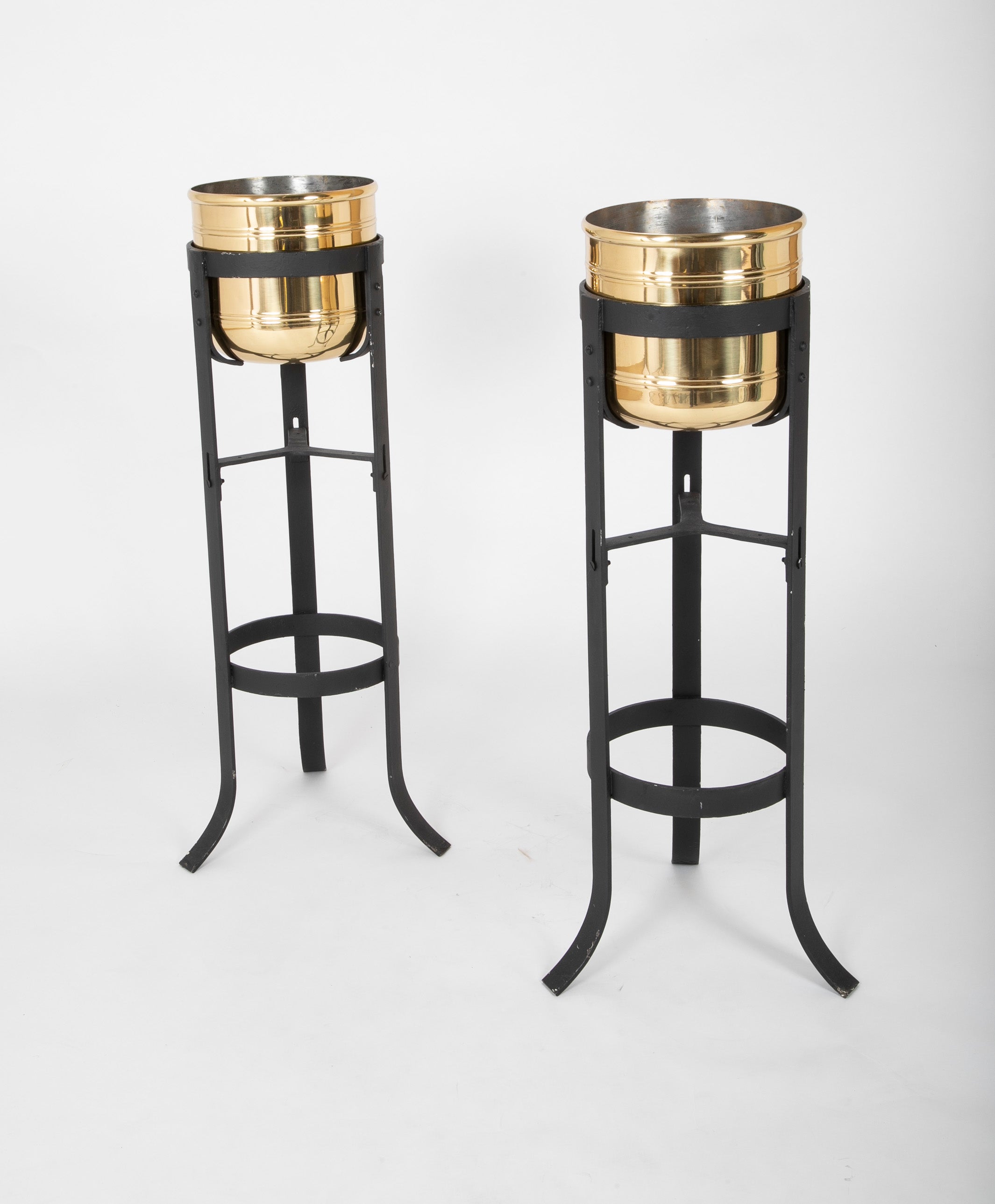 A Pair of French Bronze and Iron Planters