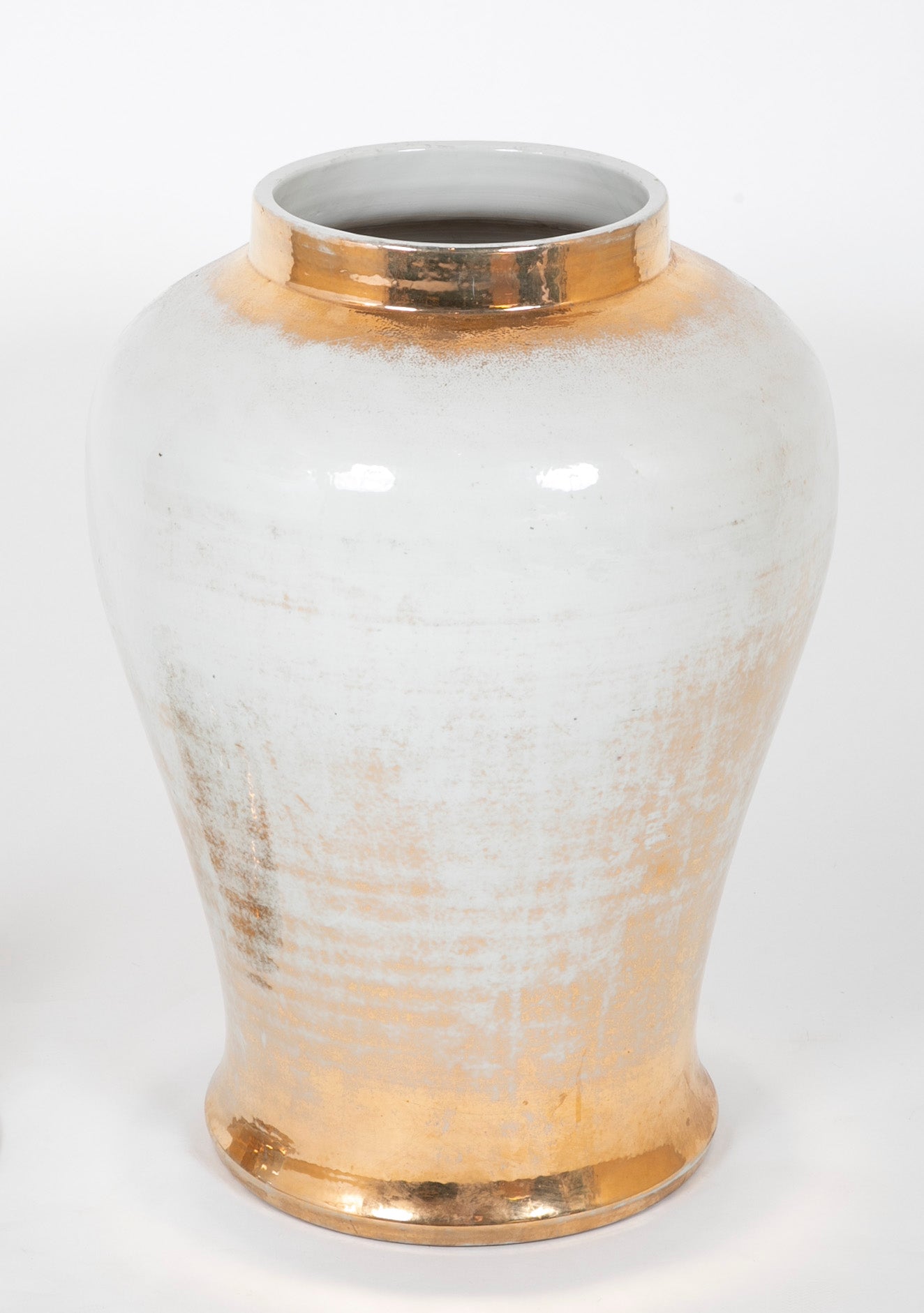 Late 20th Century Chinese Partially Gilt Large Covered Urn