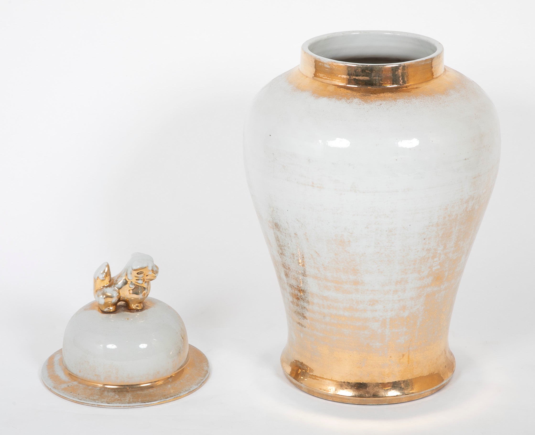 Late 20th Century Chinese Partially Gilt Large Covered Urn