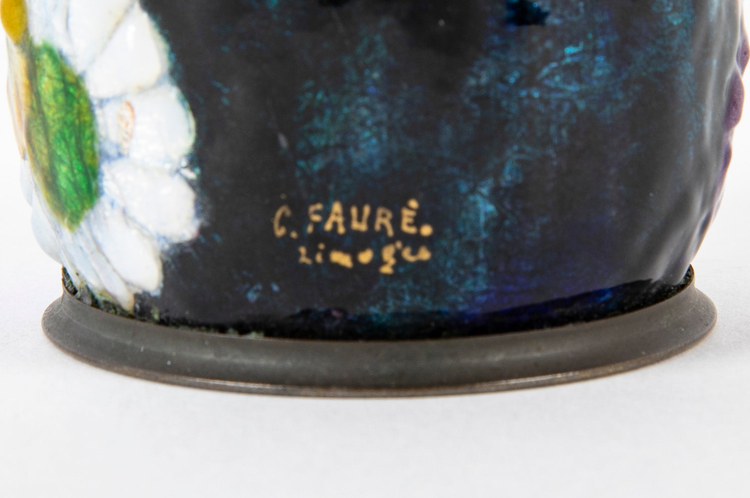 Early Art Deco Camille Faure Enameled Floral Vase