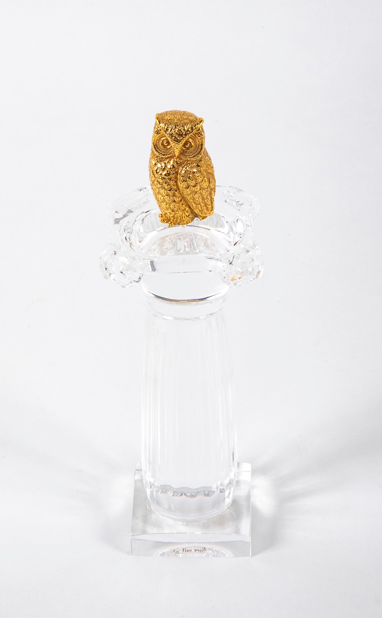 Steuben Owl on Crystal Column by James Houston