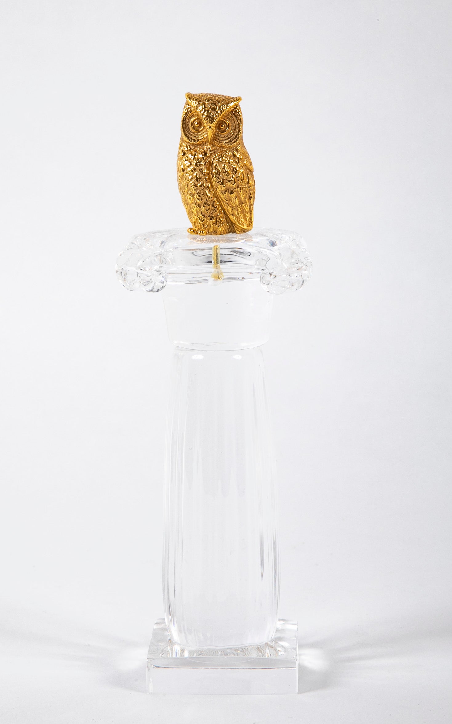 Steuben Owl on Crystal Column by James Houston