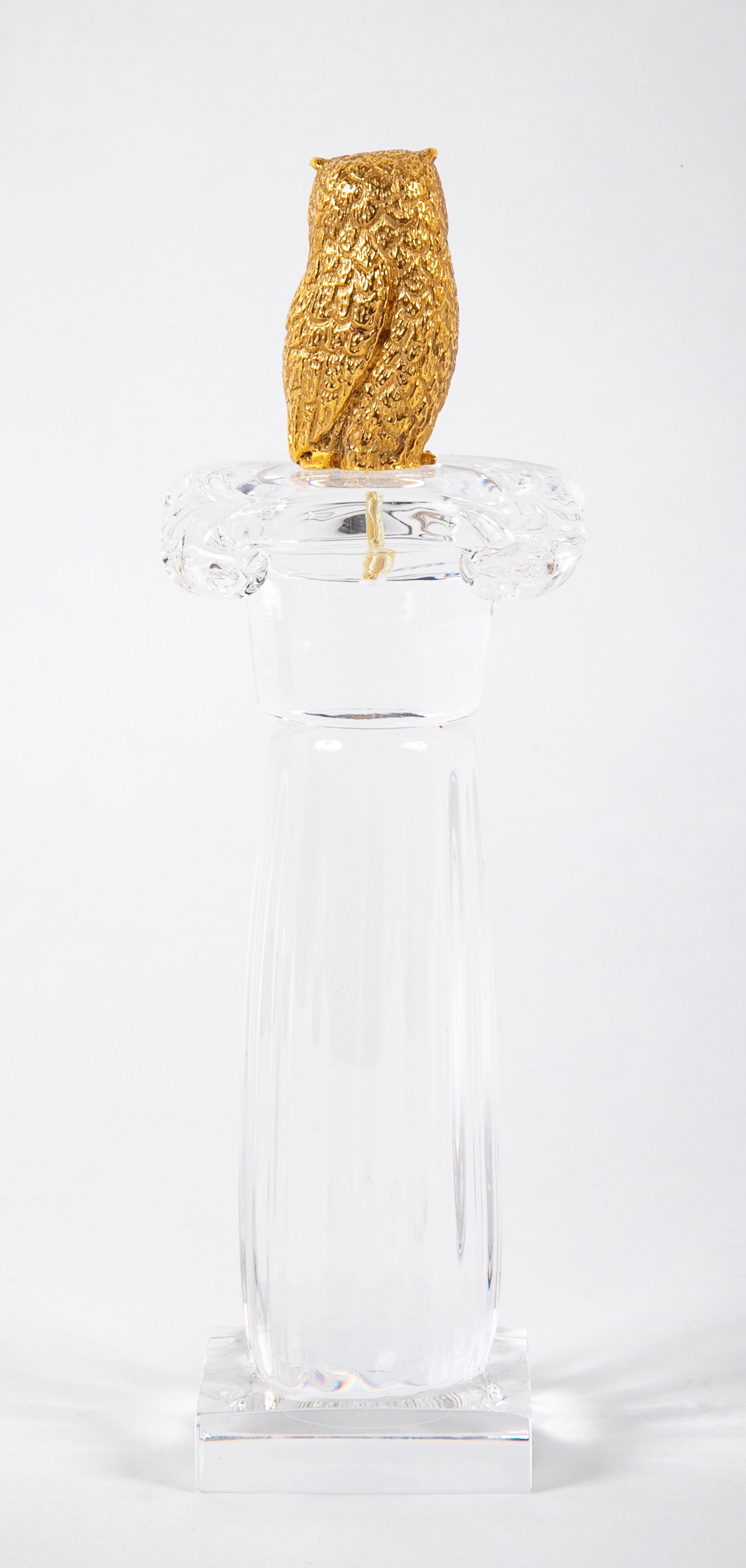 Steuben Owl on Crystal Column by James Houston