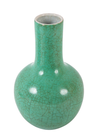 Unusual Chinese Apple Green Crackled Glaze Porcelain Bottle