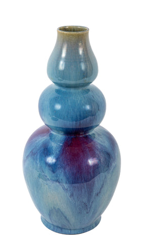 A Chinese Flambe Triple Gourd Porcelain Vase