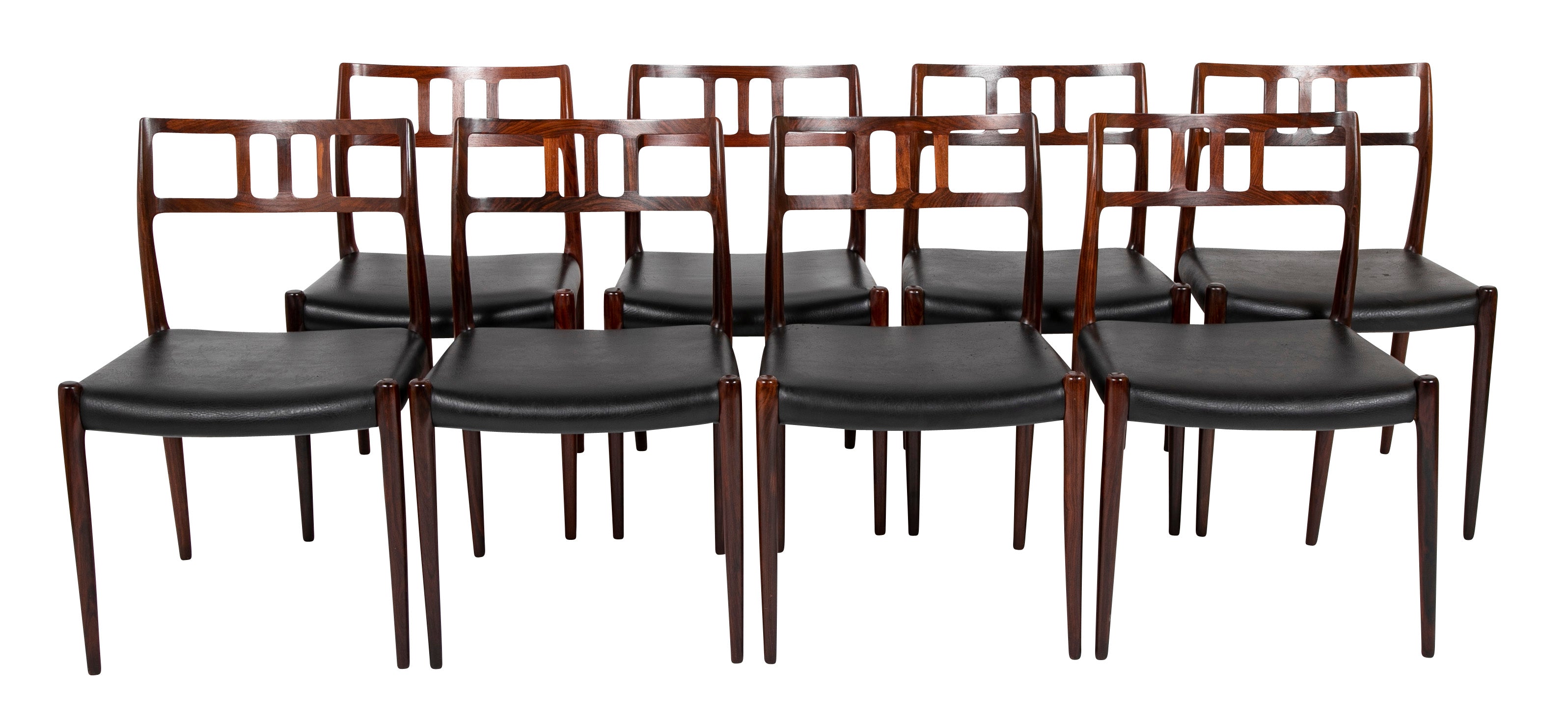 Set of Ten Rosewood Dining Chairs by Niels Moller Sold Individually