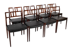 Set of Ten Rosewood Dining Chairs by Niels Moller   Sold Individually