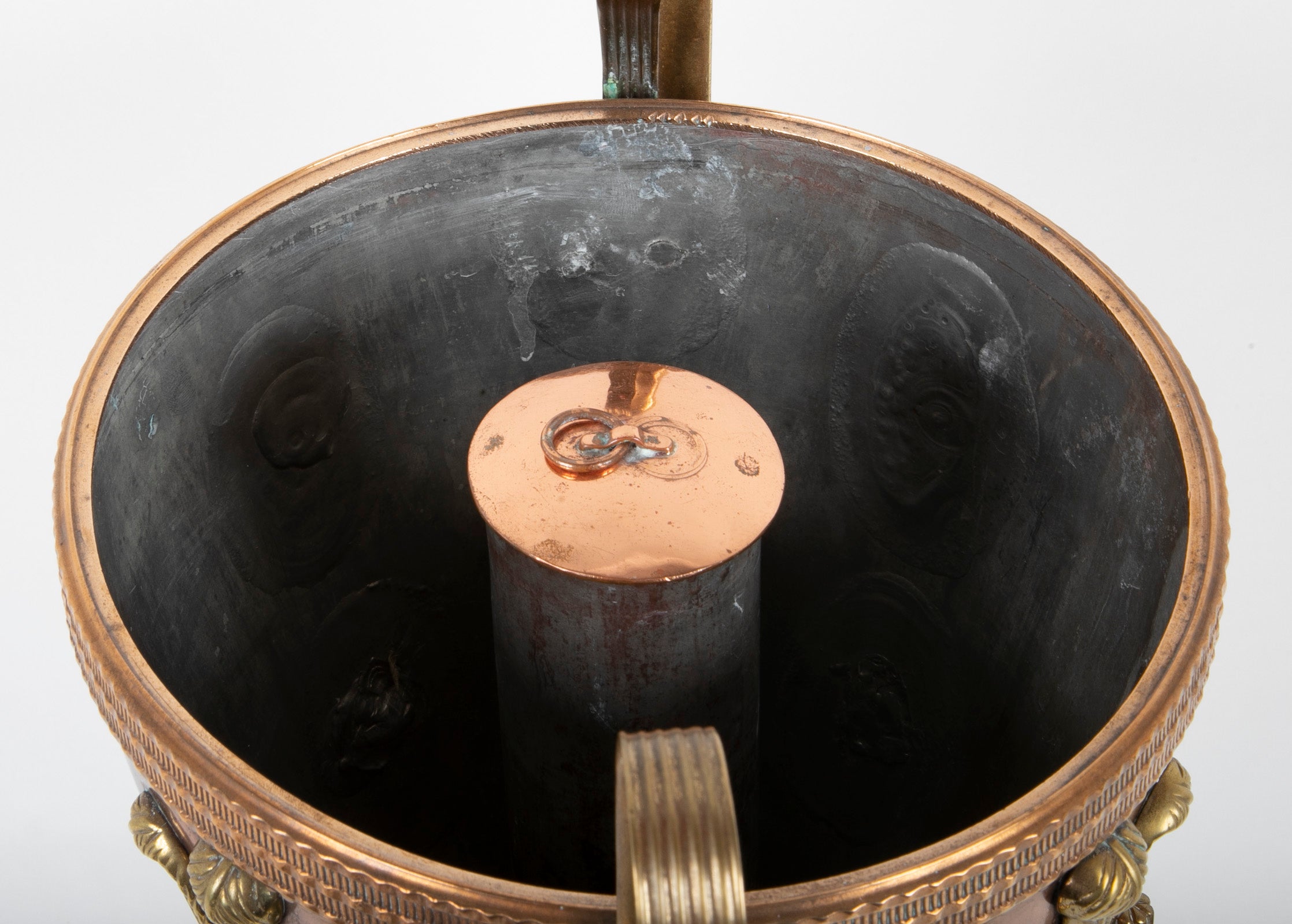 Classical Hot Water Copper & Brass Urn with Fleur de Lis and Sphinx Motif