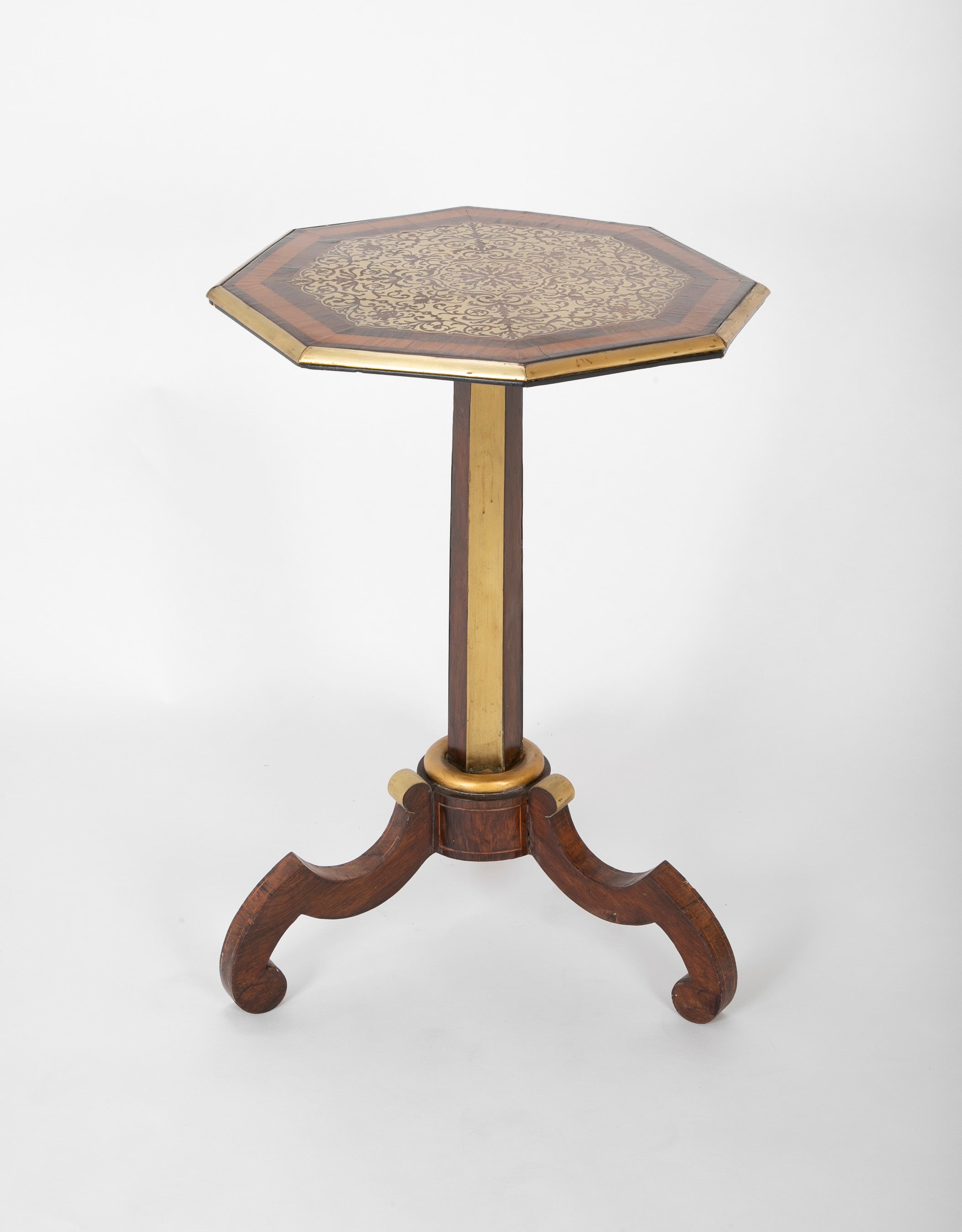 A Regency Brass Edge Banded Octagonal Pedestal Stand