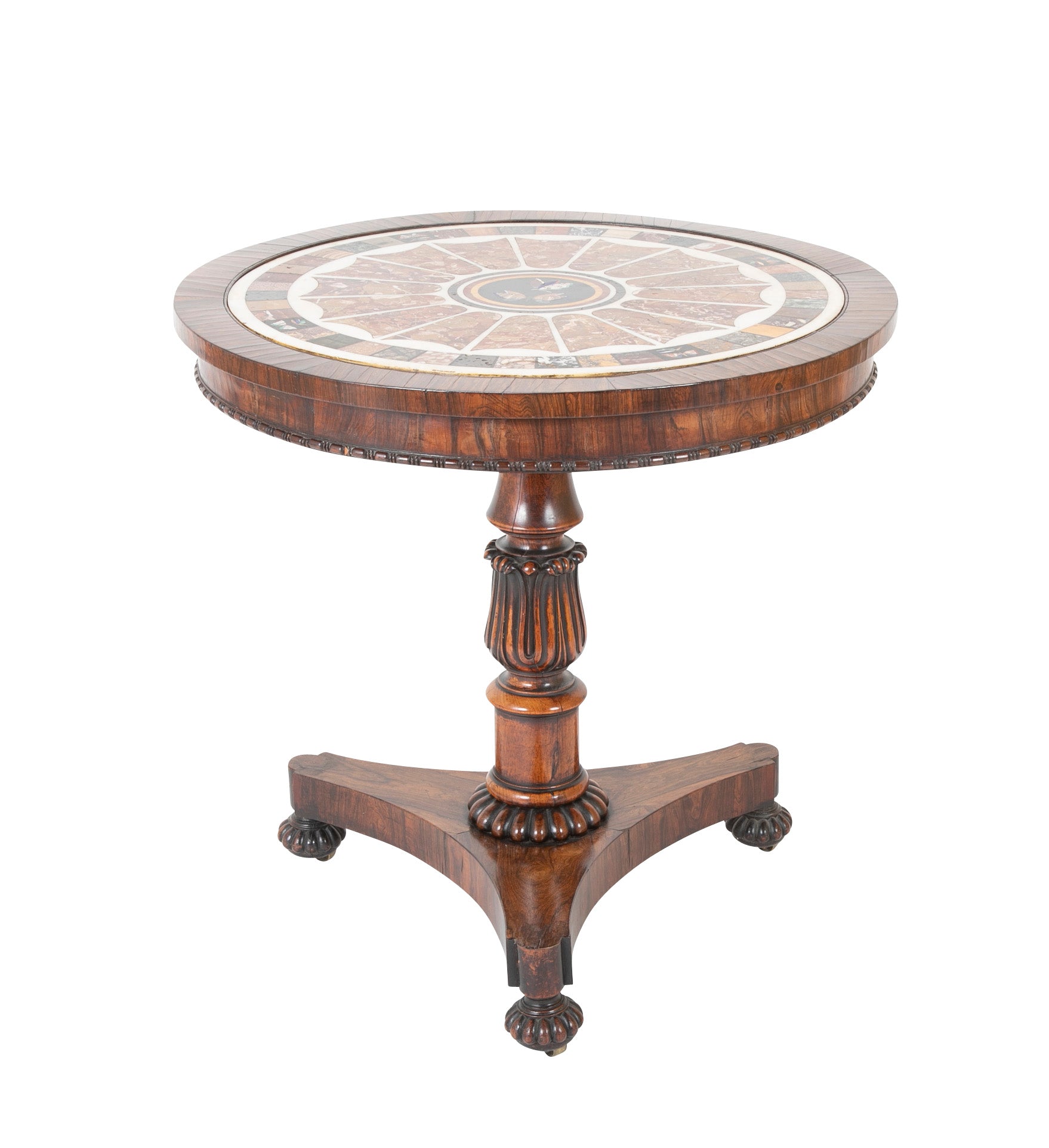 Rosewood Center Table Inset with Pietra Dura Specimen Butterflies
