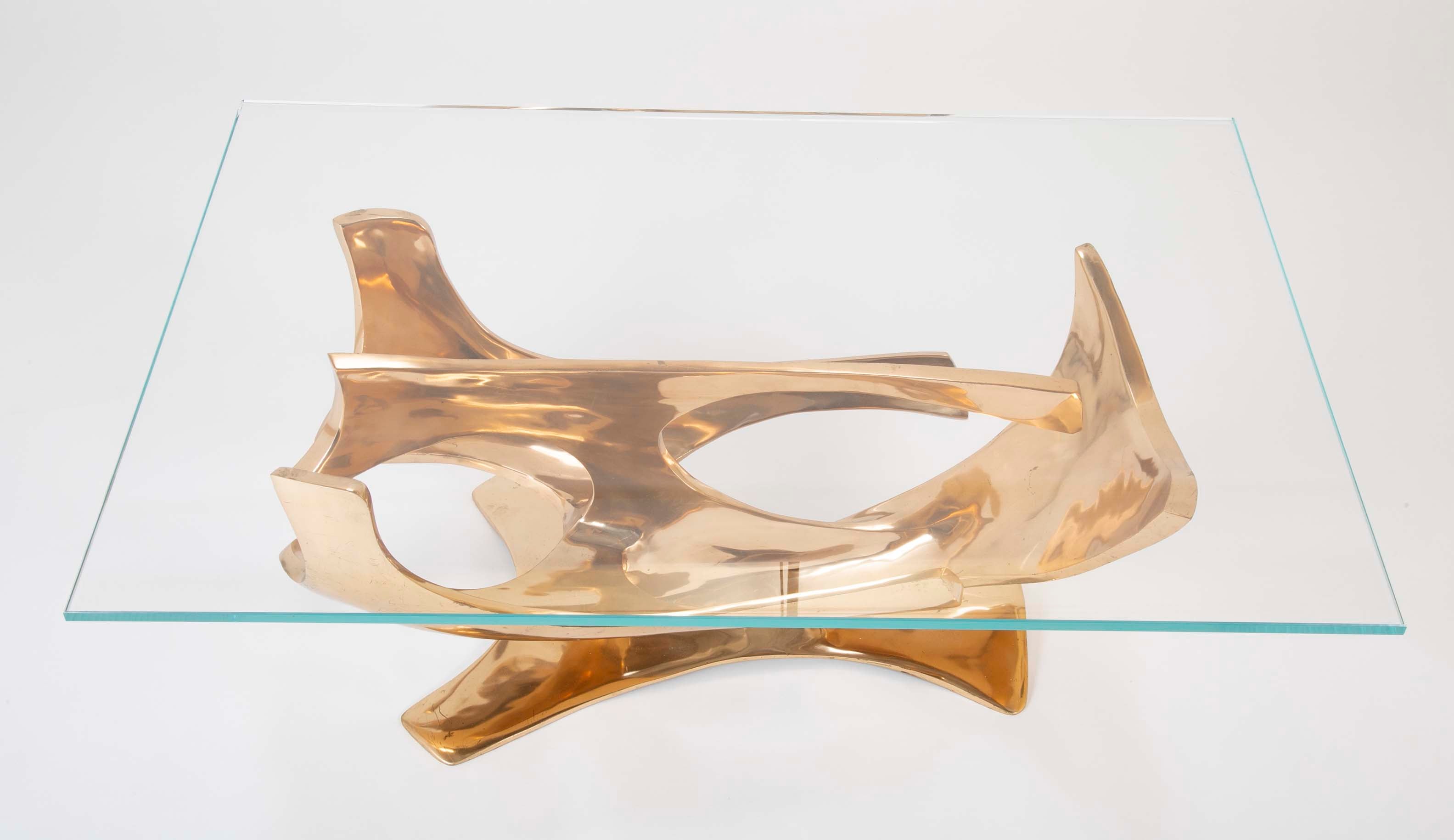 A Limited Edition Gilt Bronze Coffee Table Designed by Fred Brouard